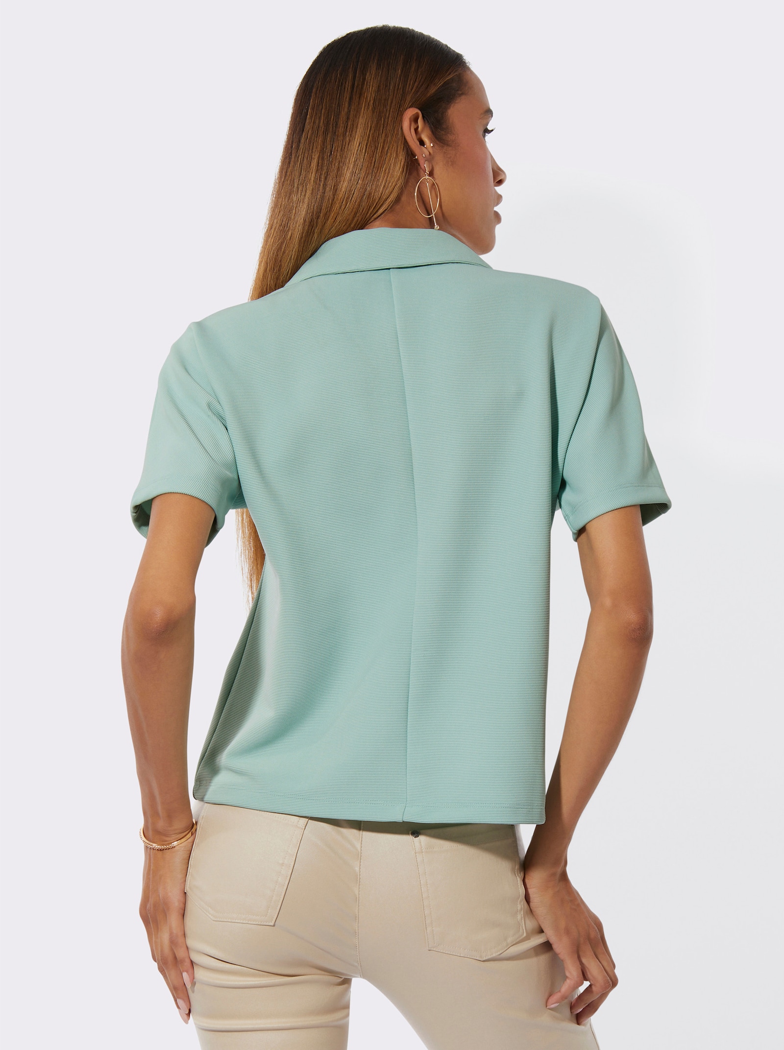 Poloshirt mit Fledermaus-Ärmeln - kalkmint