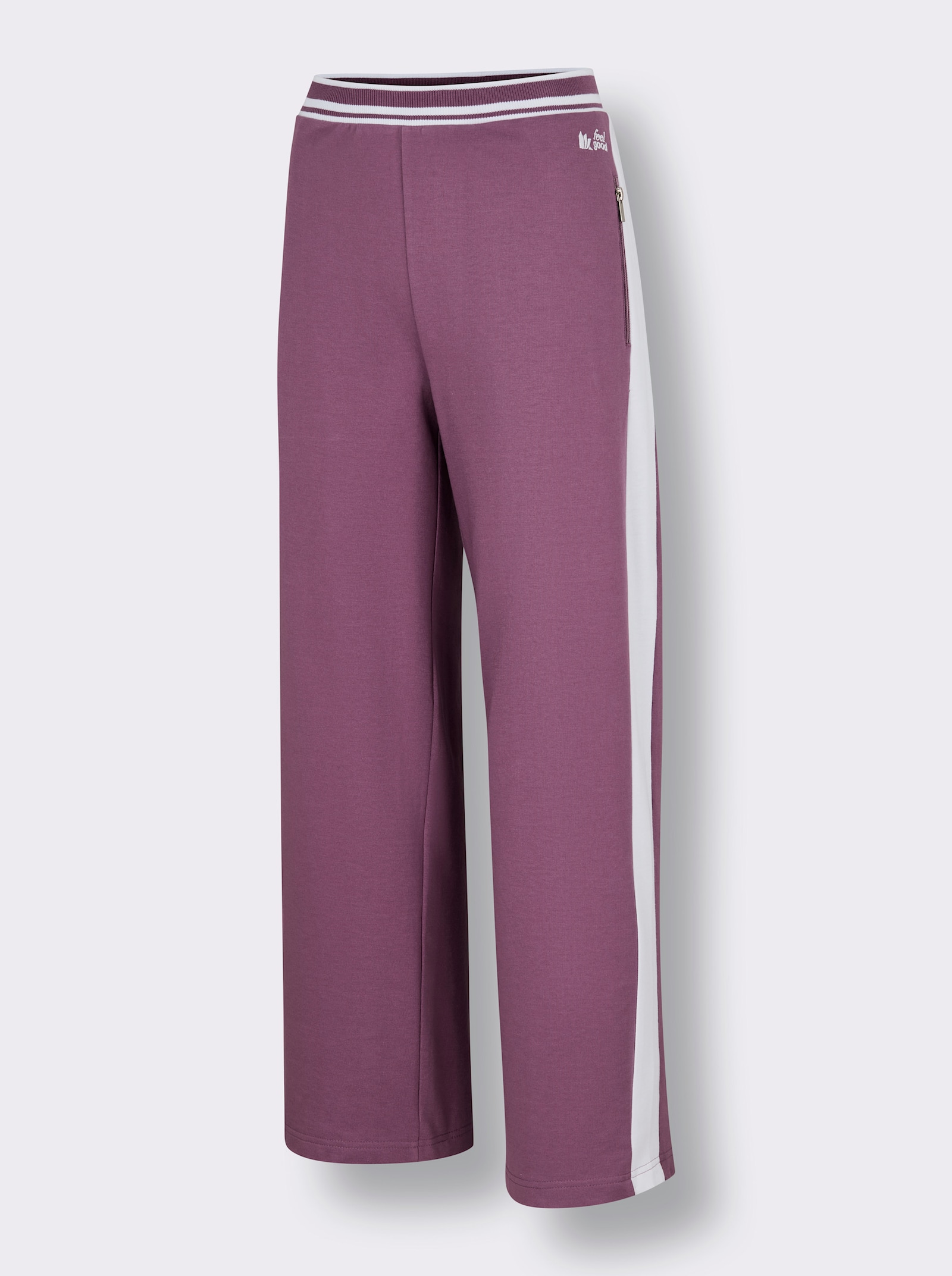 feel good Dehnbund-Hose mit Zippertaschen - violett-weiß