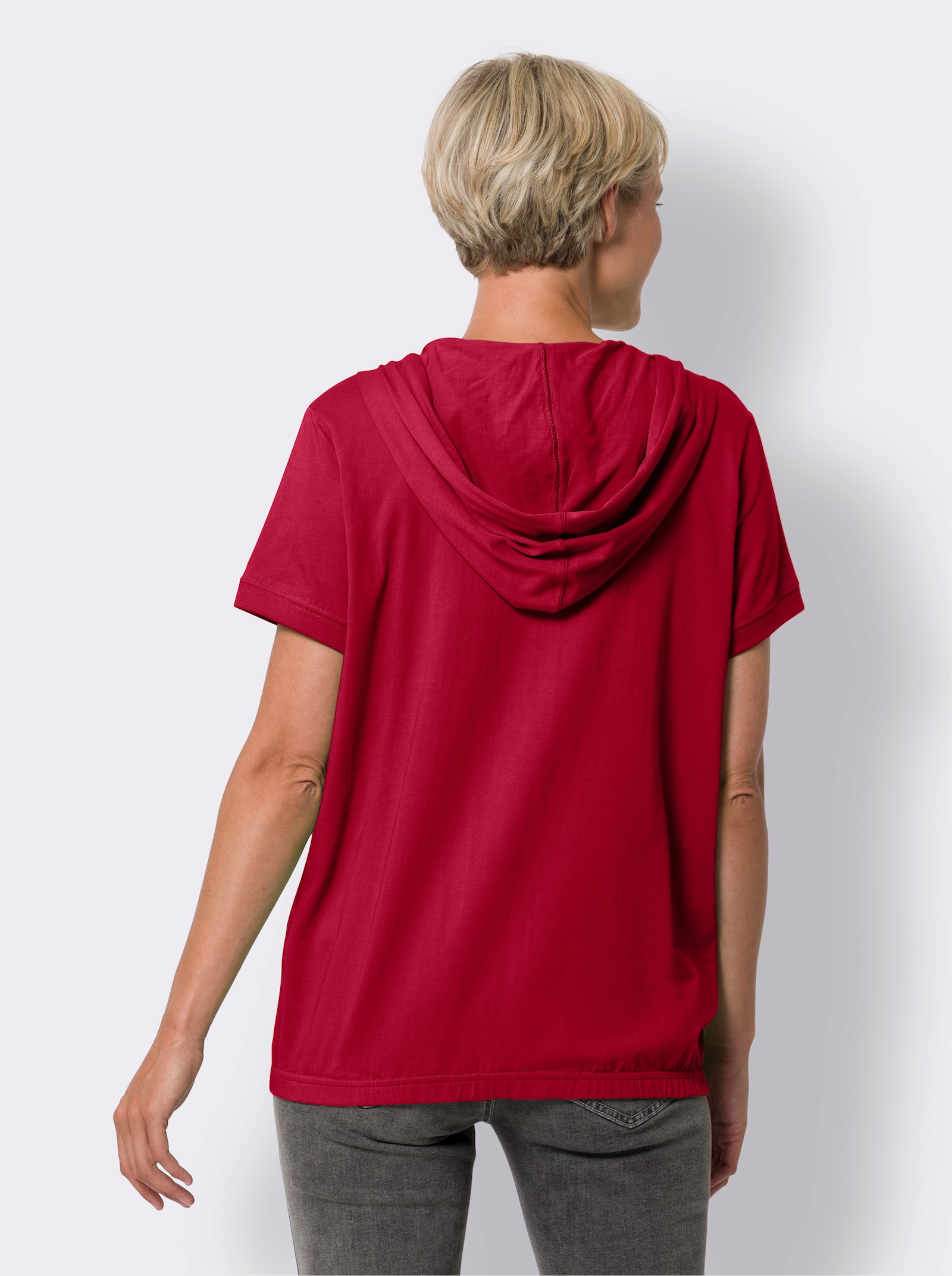 Shirtjasje met capuchon - rood