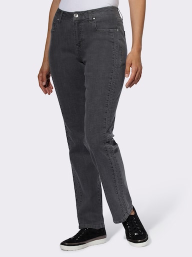 Jeans mit seitlicher Biesenverzierung - grey denim
