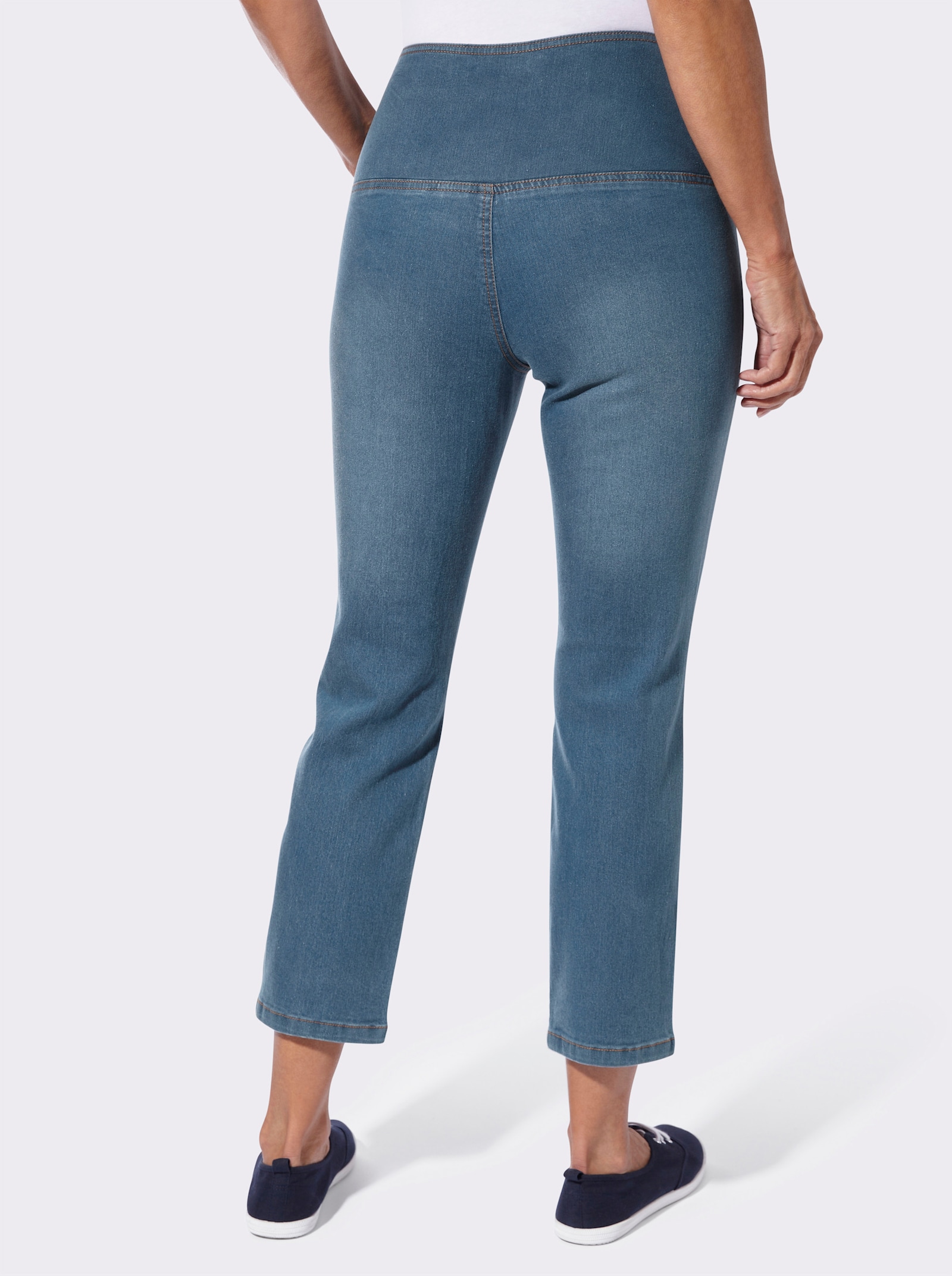 7/8-Jeans mit überlappendem Bund - blue-bleached