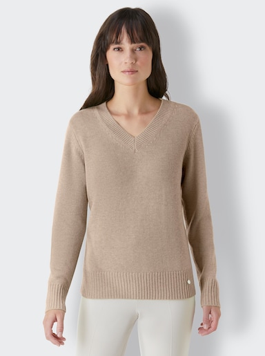 CREATION L PREMIUM Merino-Kaschmir-Pullover - beige-meliert