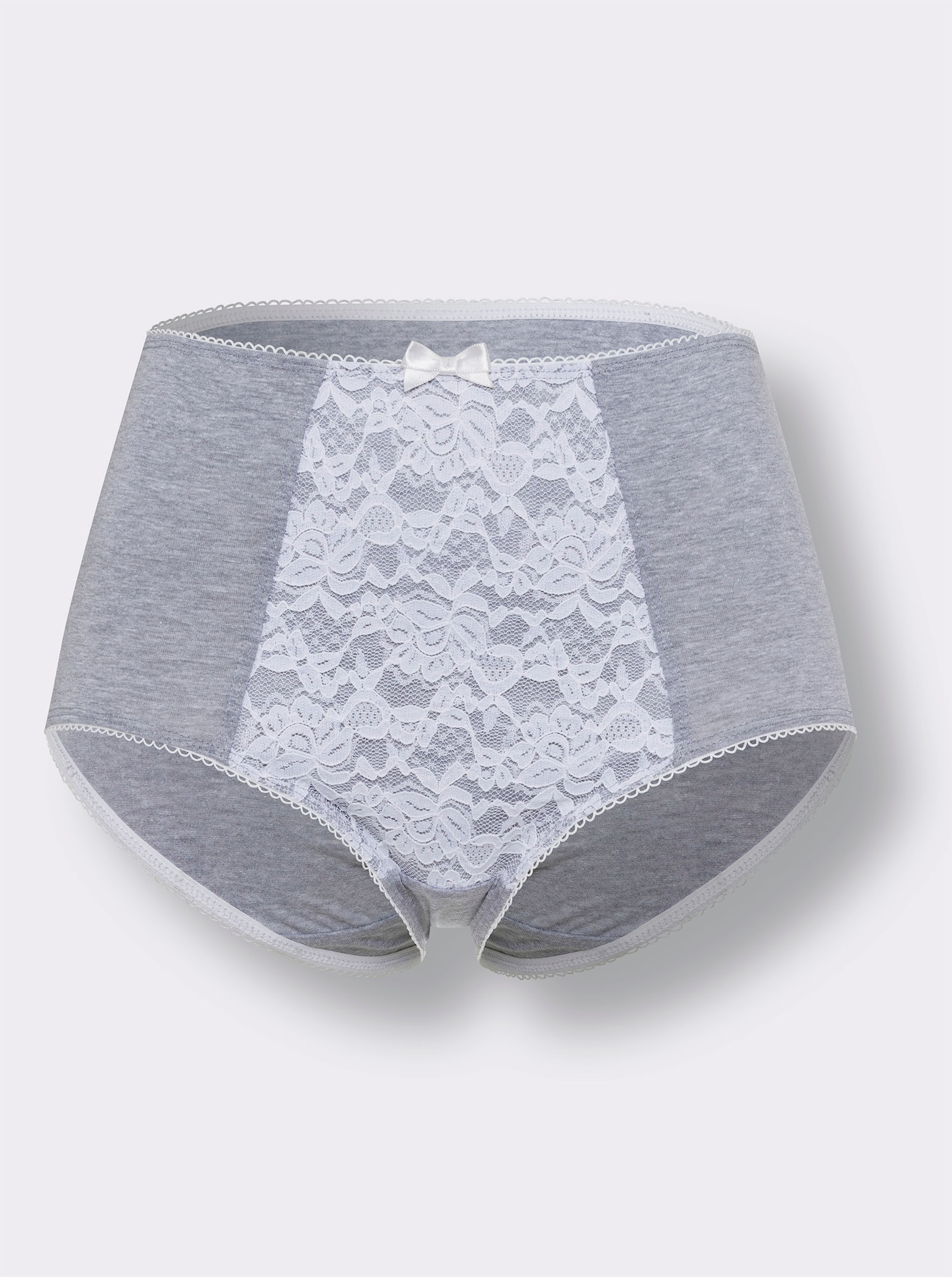 Taillenslip im 3er-Pack, mit Spitze - hellgrau-meliert