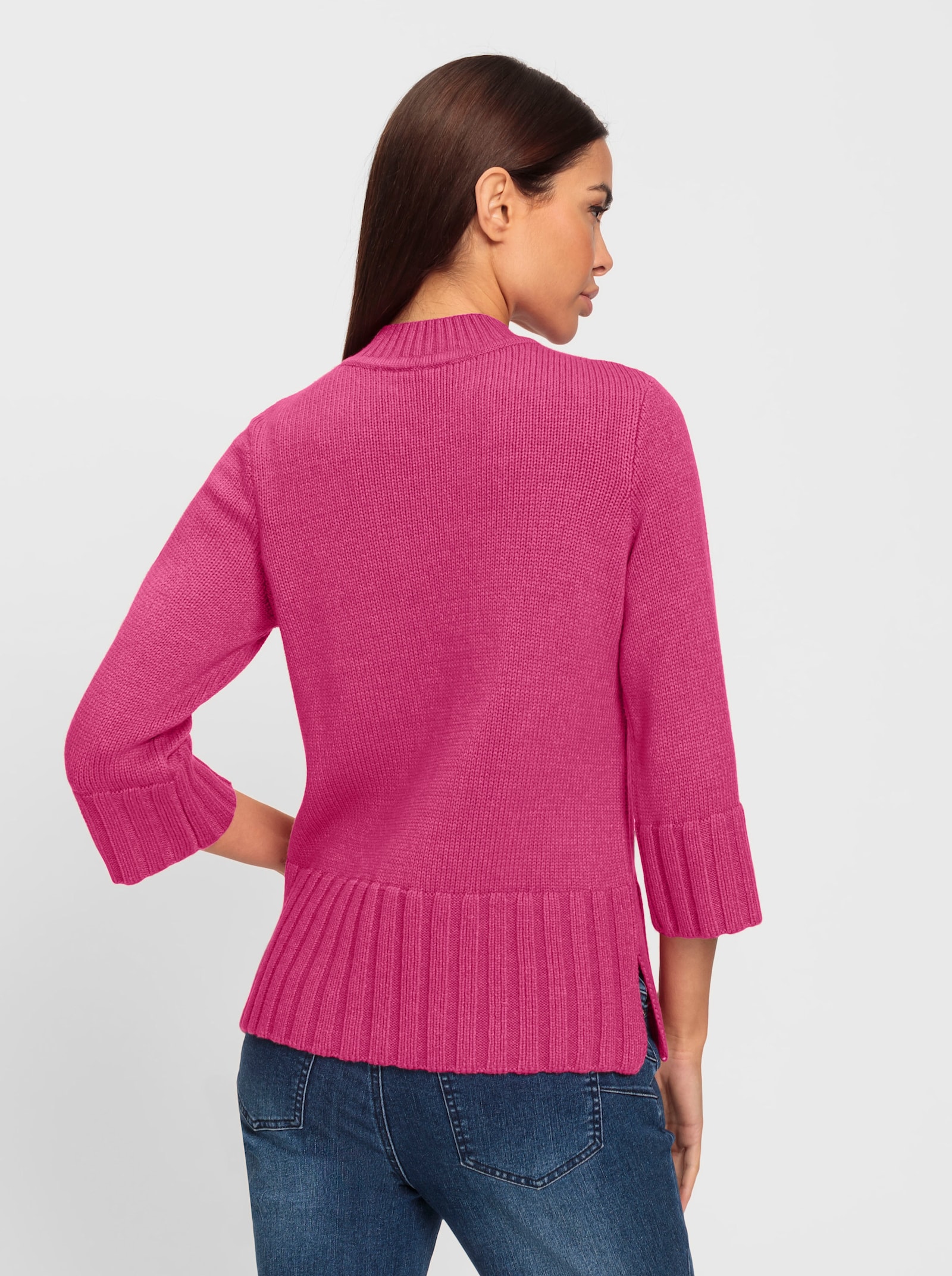 heine 3/4 Arm-Pullover mit Seitenschlitzen - fuchsia