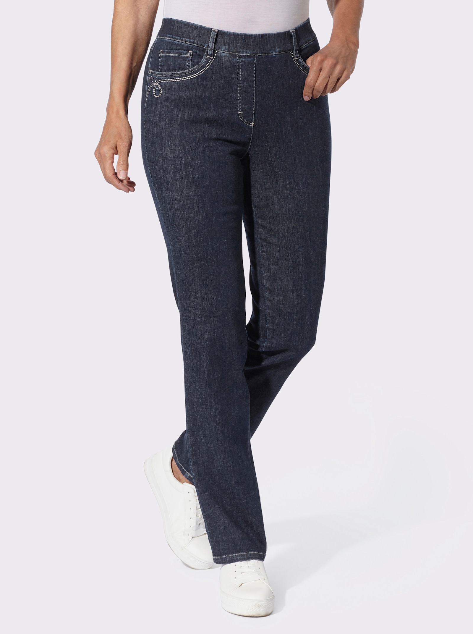 Jeans mit Rundum-Dehnbund - dark blue