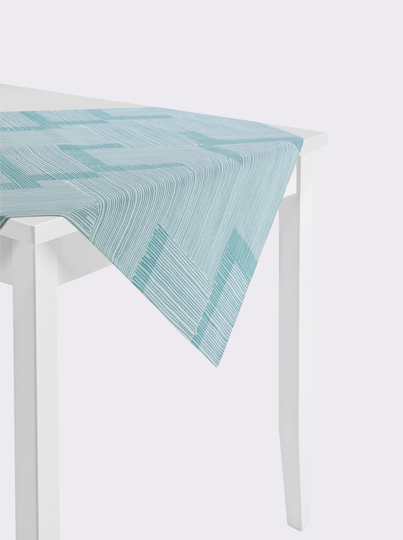 Ubrus - akvamarínová-bílá-potisk