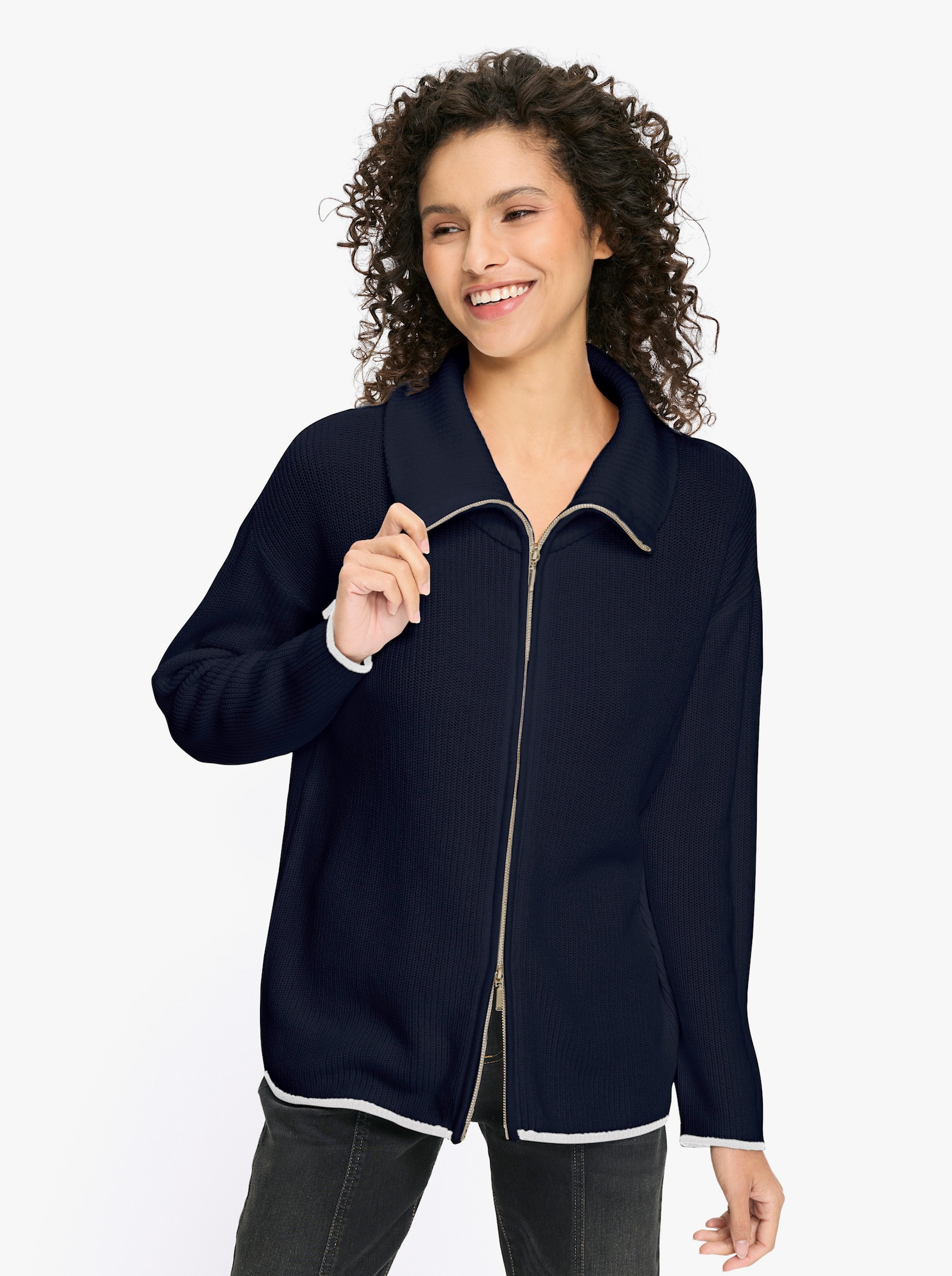 heine Cardigan mit 2-Wege-Zipper - marine