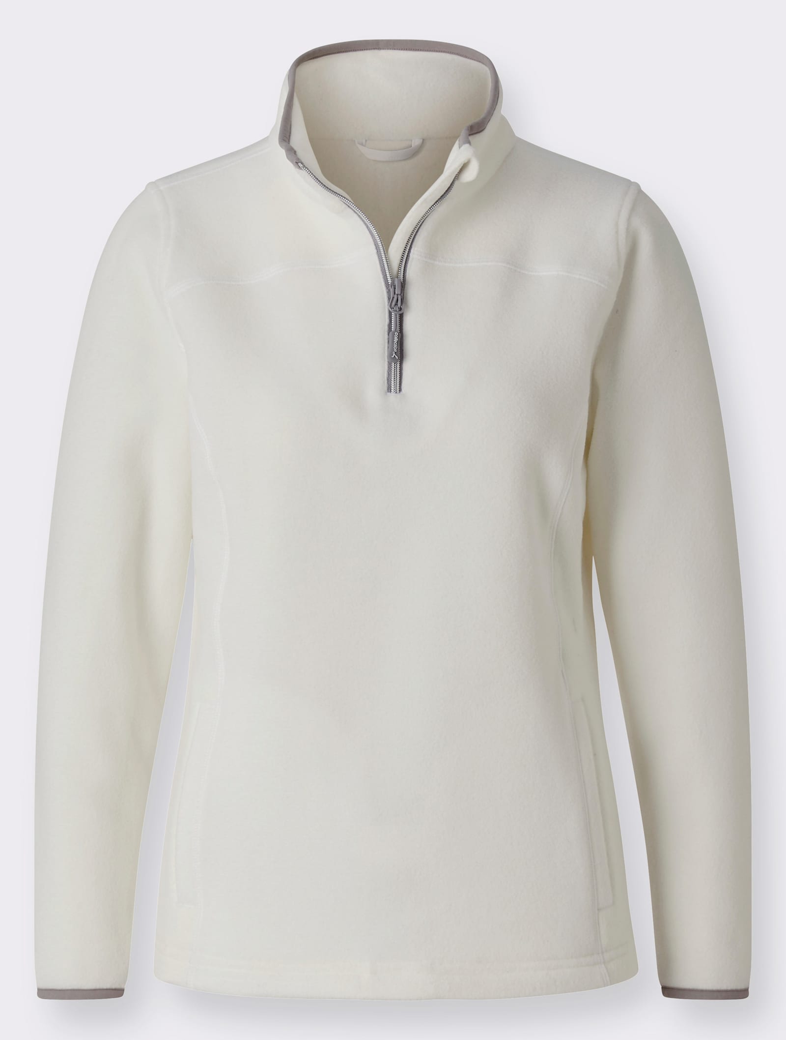 Fleecové tričko se stojáčkem a zapínáním na zip - ecru
