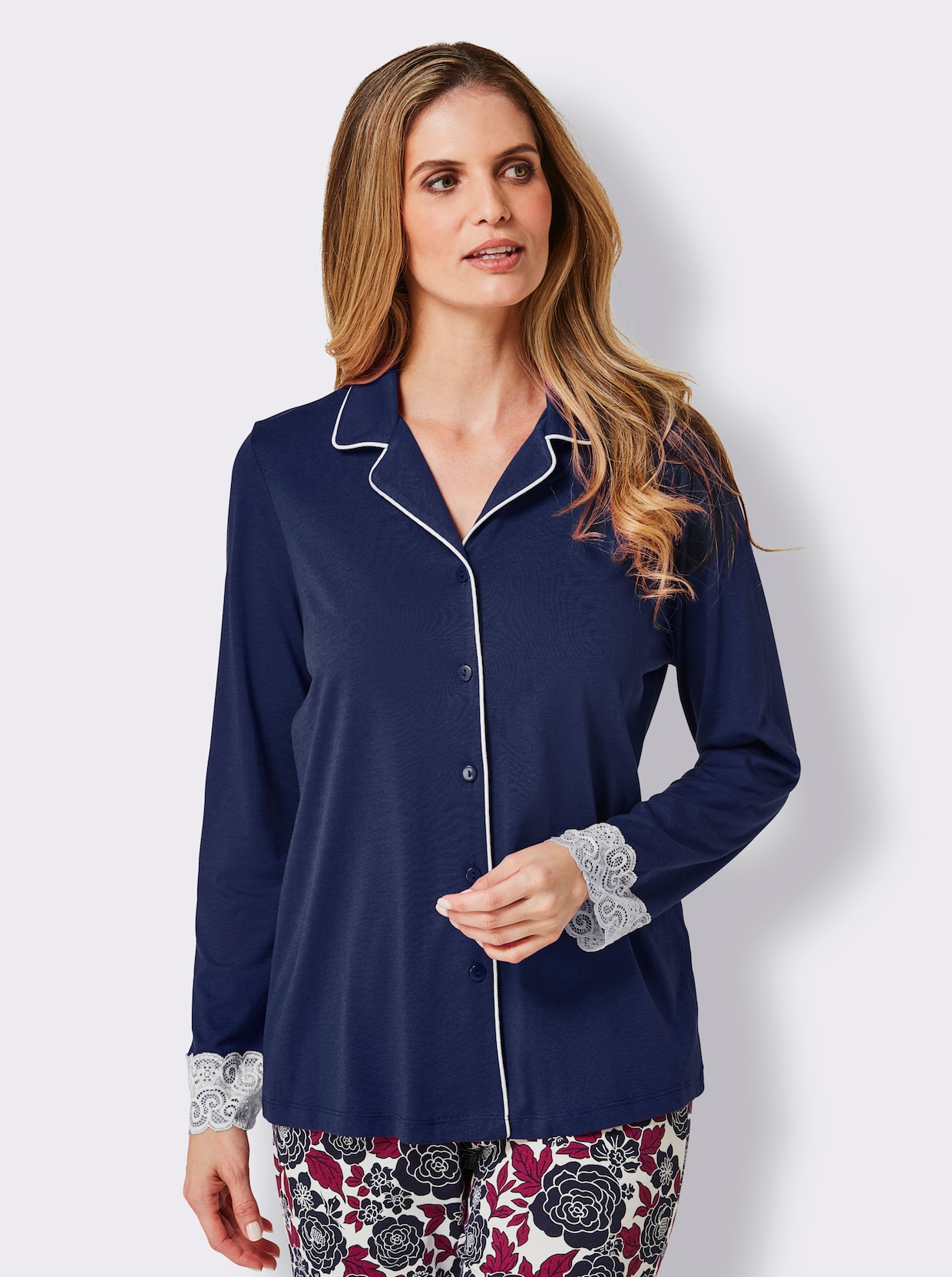 wäschepur Pyjama-Shirt - marine