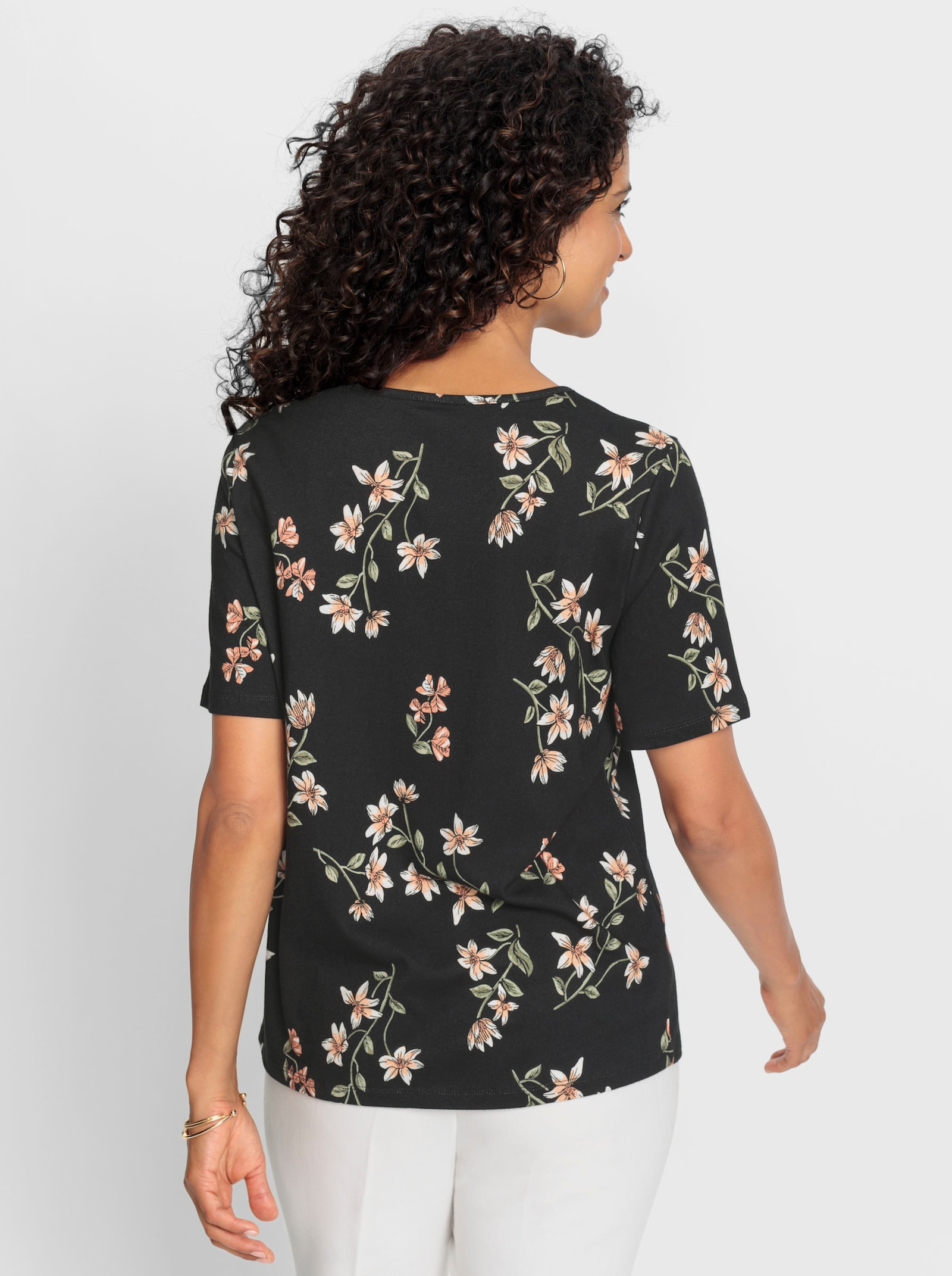 Tričko s kr.rukávmi so zipsom na výstrihu - Black-ecru zafarbeniu krému tlače