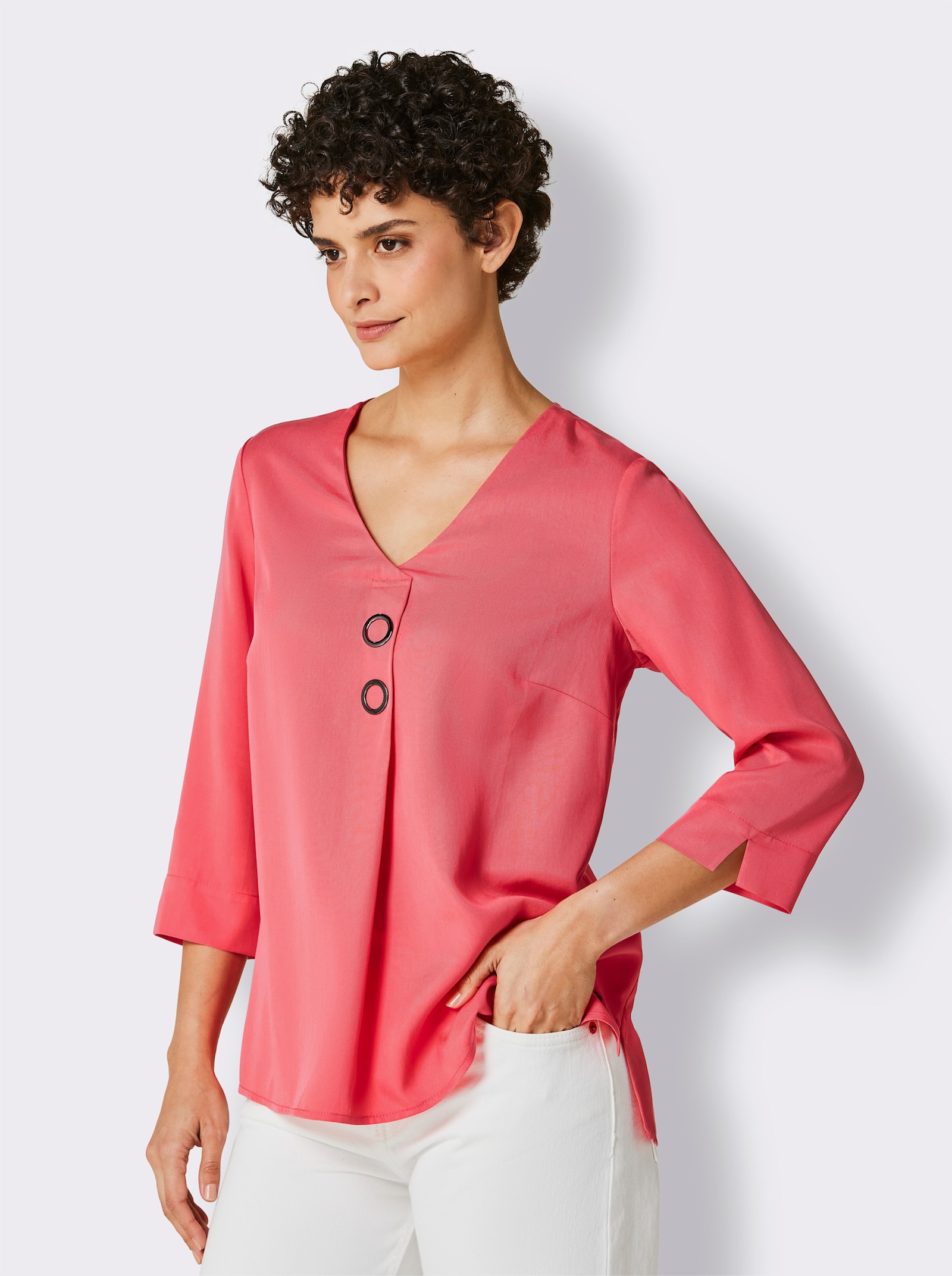 CREATION L PREMIUM Druckbluse , am Saum hinten modisch länger - grapefruit