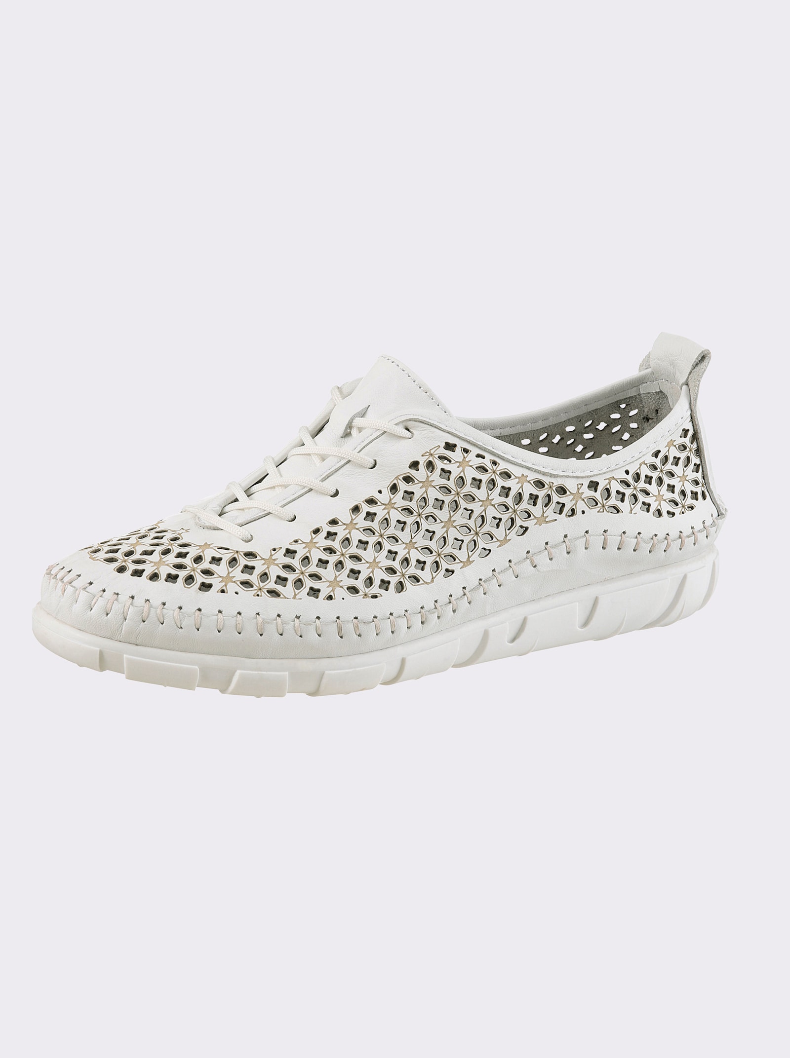 Gemini Veterschoen van leer, met perforatie - wit