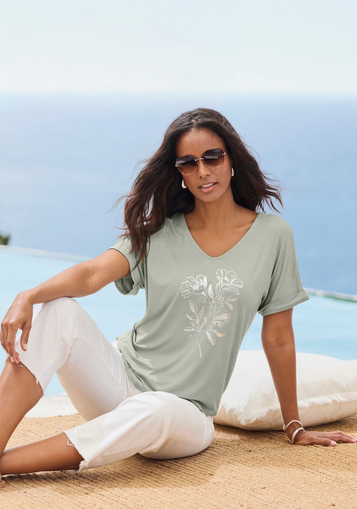 LASCANA Shirt met korte mouwen - lindegroen