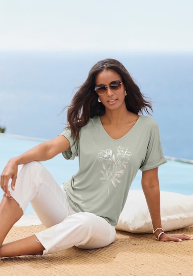 LASCANA Shirt met korte mouwen - lindegroen