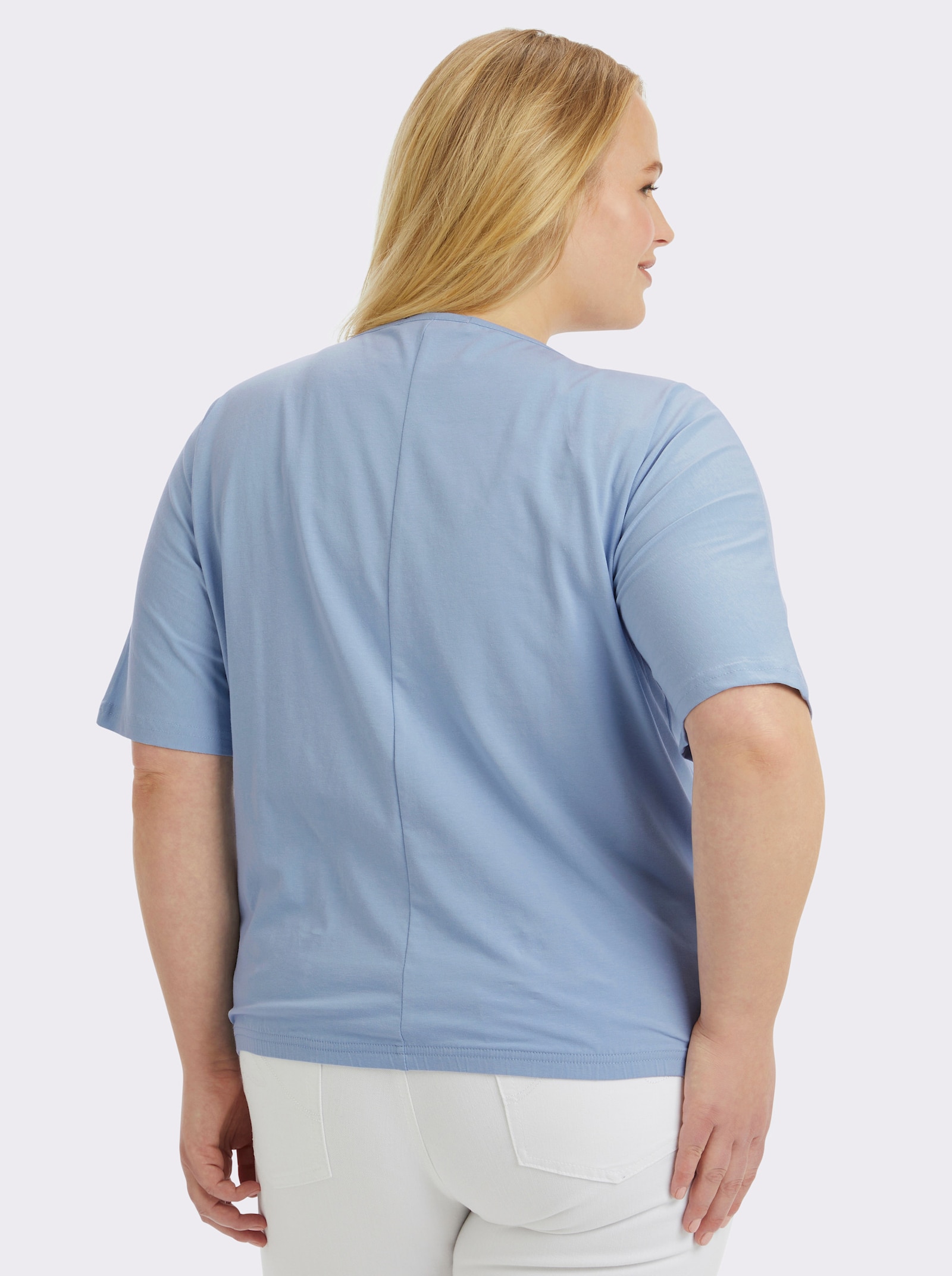 Kurzarmshirt mit Fledermausärmeln - eisblau