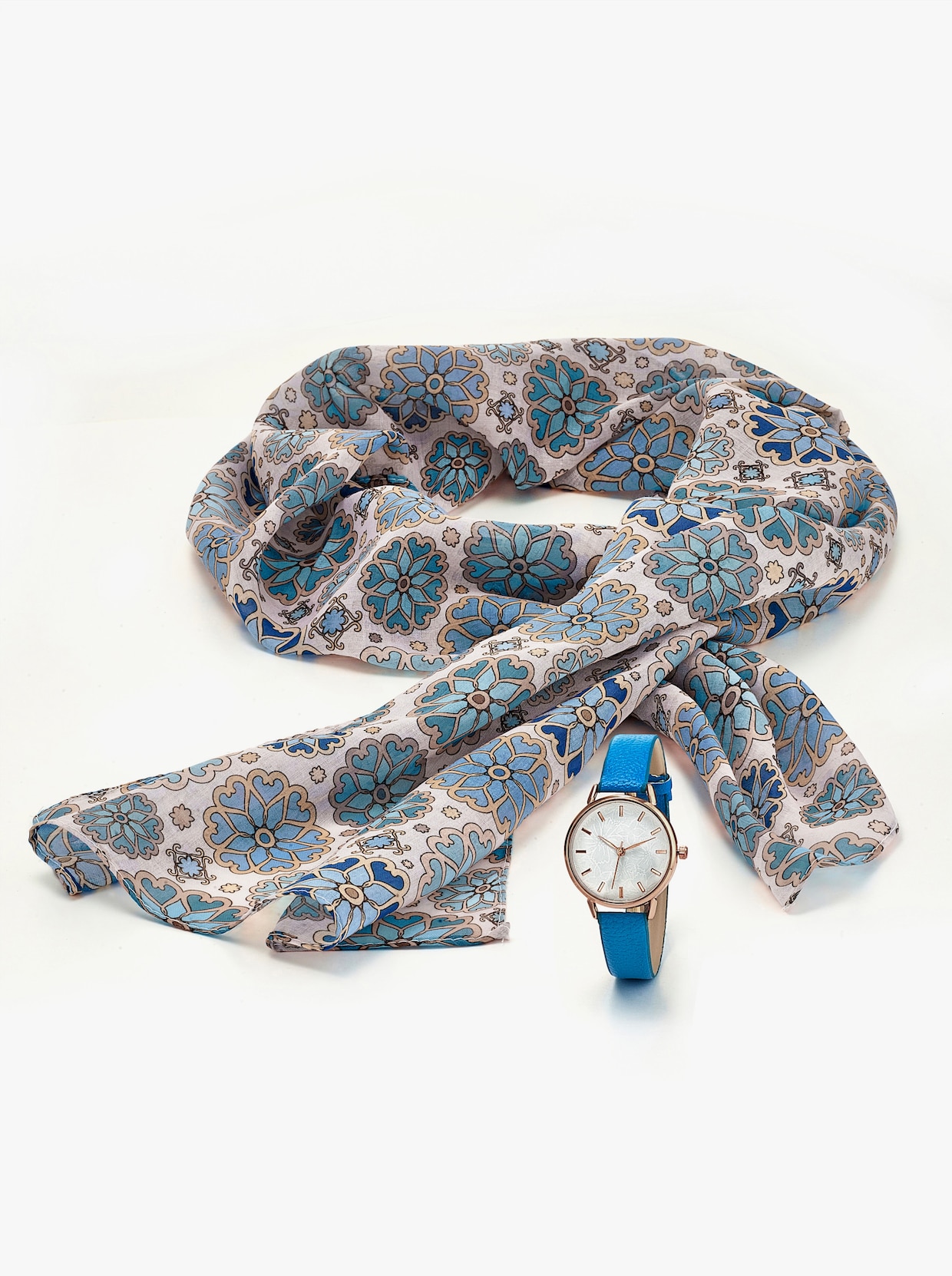 Schal mit Armbanduhr - bleu