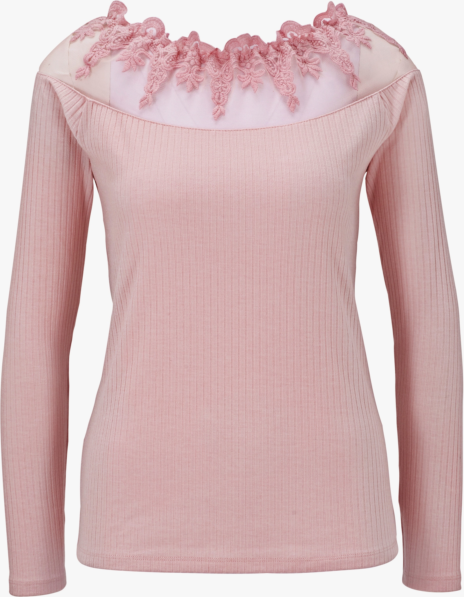 heine Langarmshirt mit Spitze - softrose