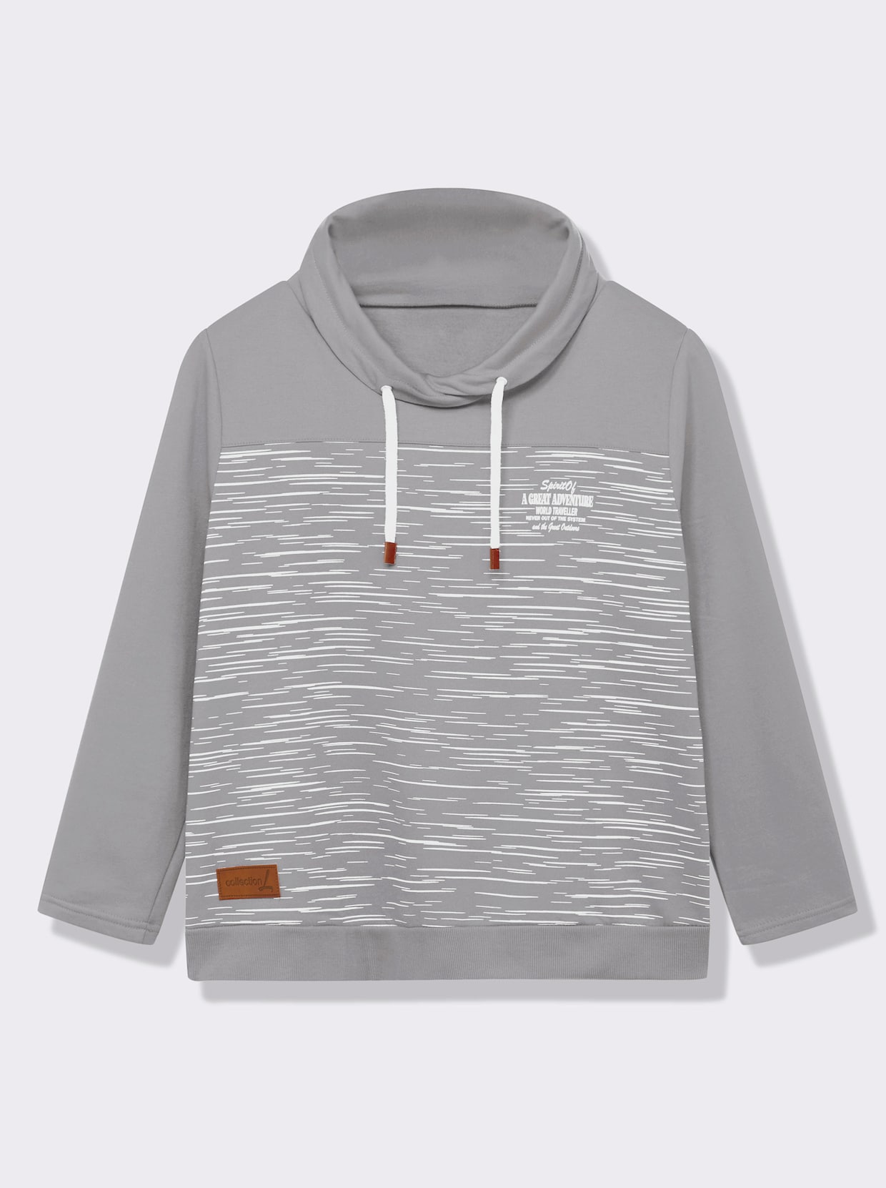 Sweatshirt aus innen angerautem Baumwoll-Mix - steingrau-bedruckt