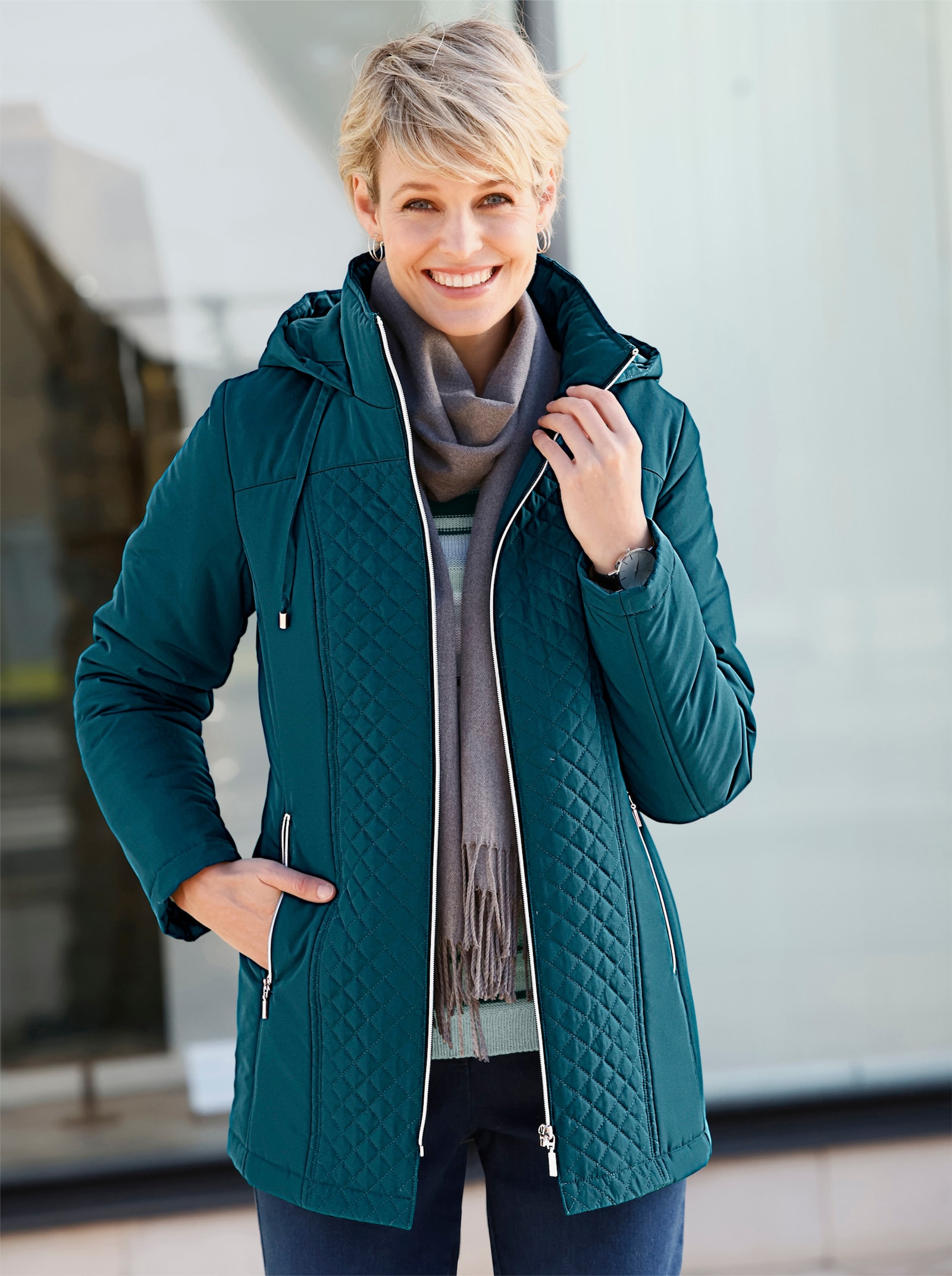 Steppjacke mit Rautenstepp - petrol