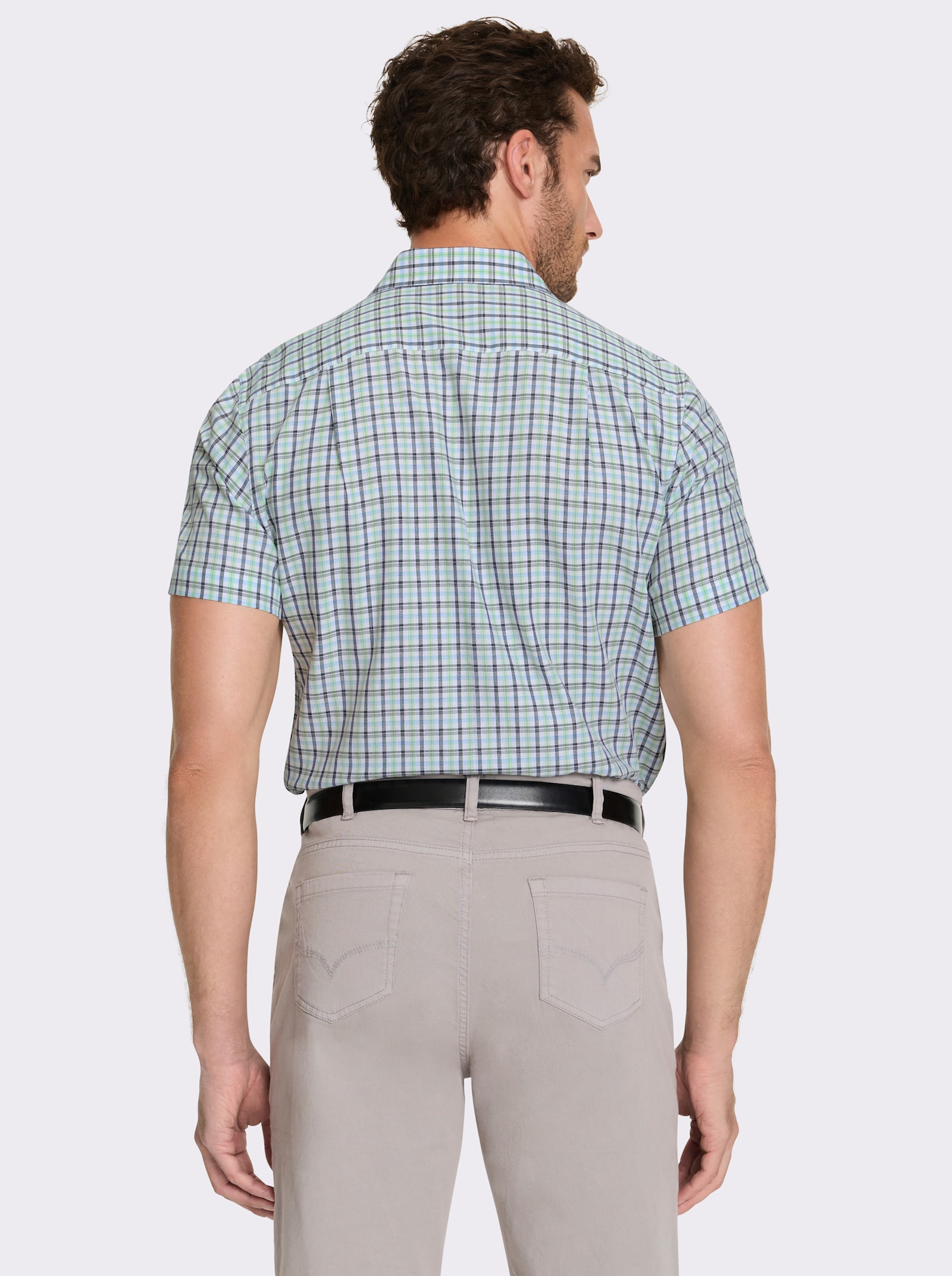 Marco Donati Kurzarmhemd , bügelfrei - marine-reseda-kariert