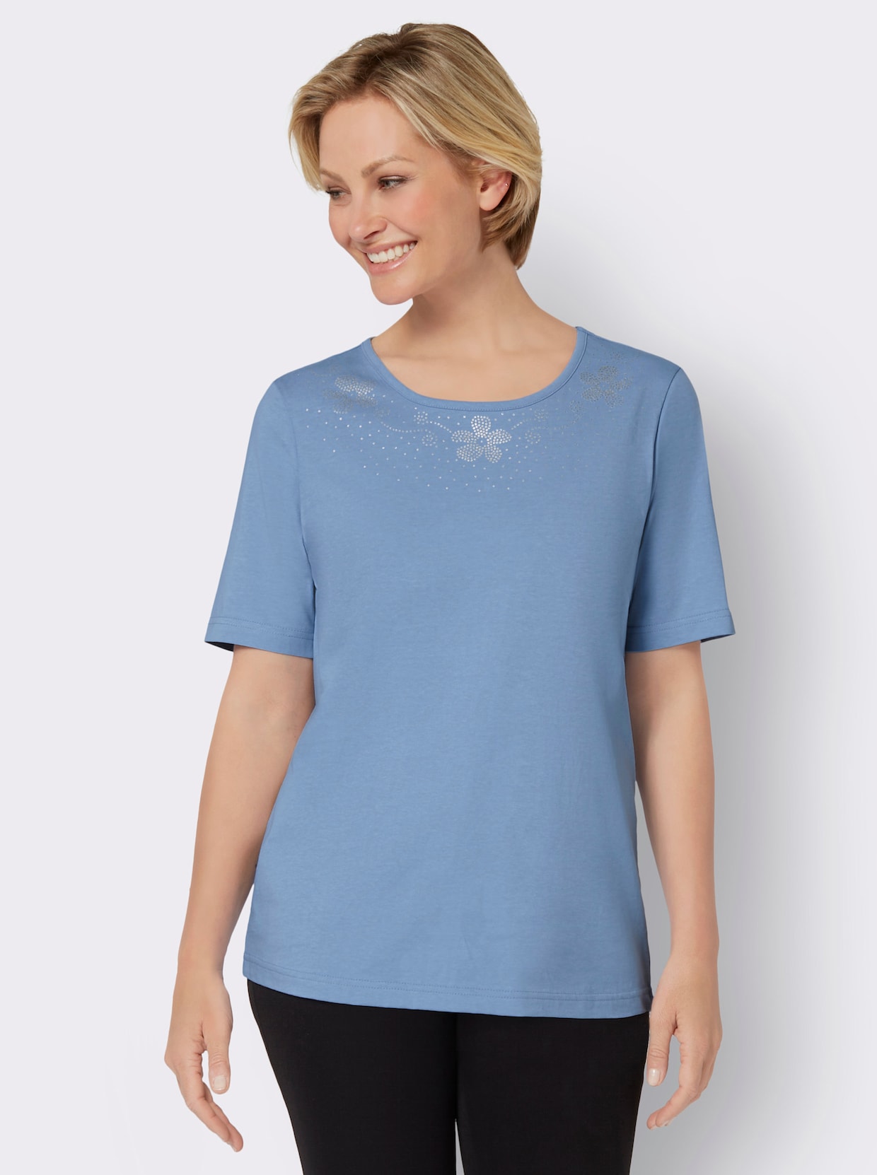 Tričko s krátkymi rukávmi - Bleu strieborná