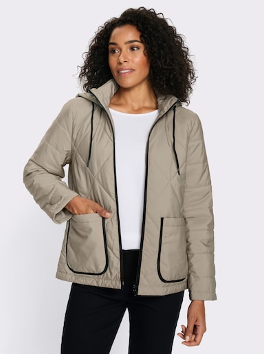 Steppjacke mit Kontrast-Details - sesam-schwarz