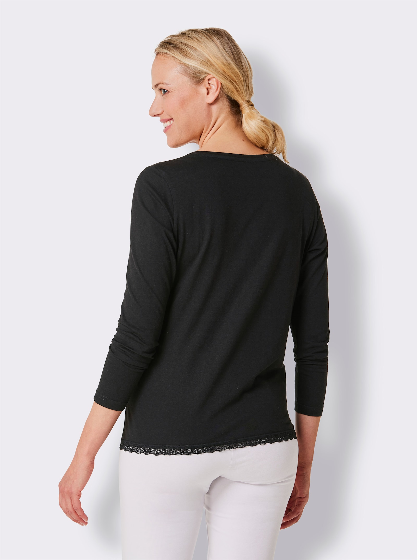 wäschepur Schlafanzug-Shirt - schwarz