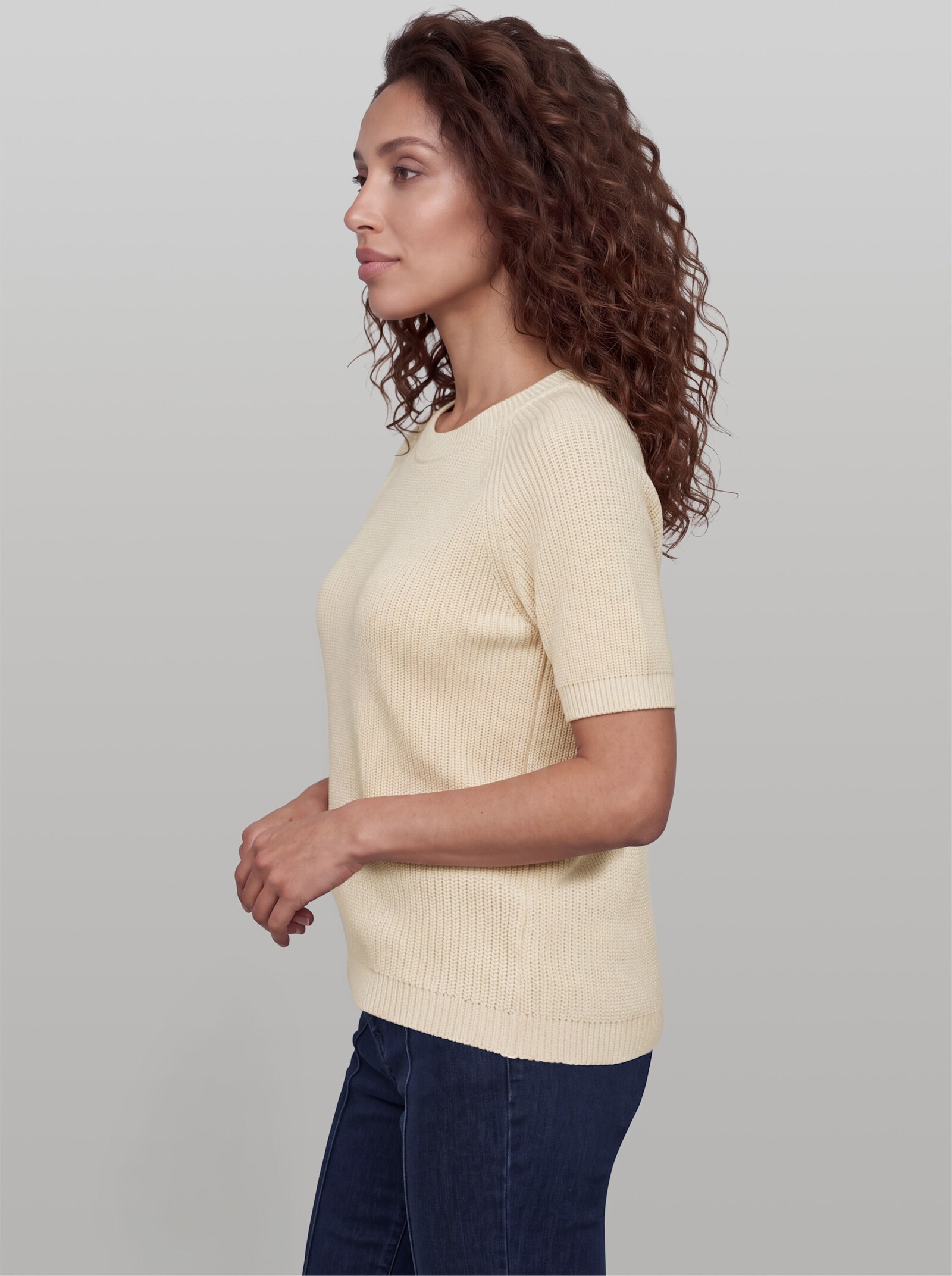 heine Baumwollpullover mit Bündchen - champagner