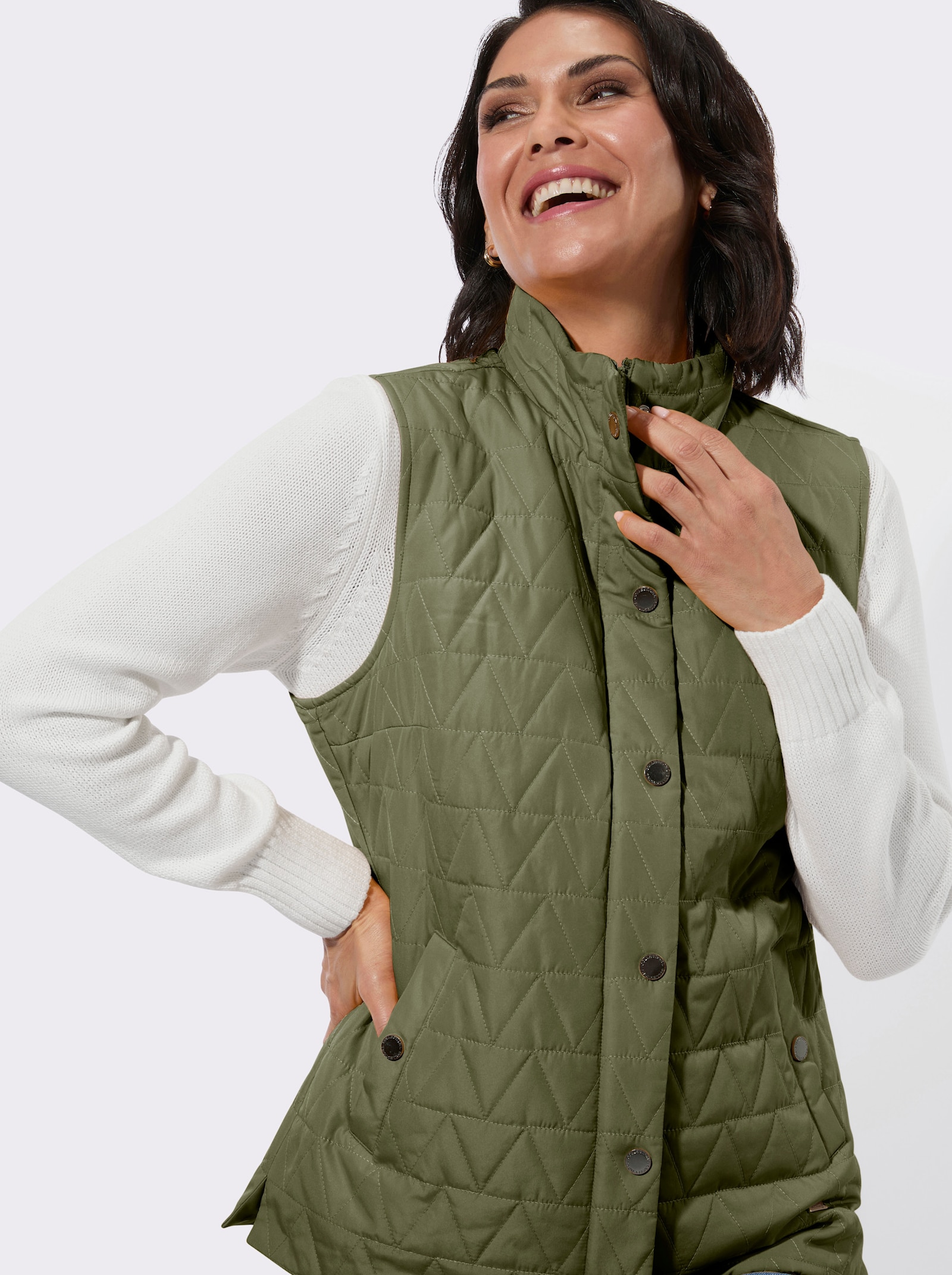 Steppweste mit Stehkragen - oliv