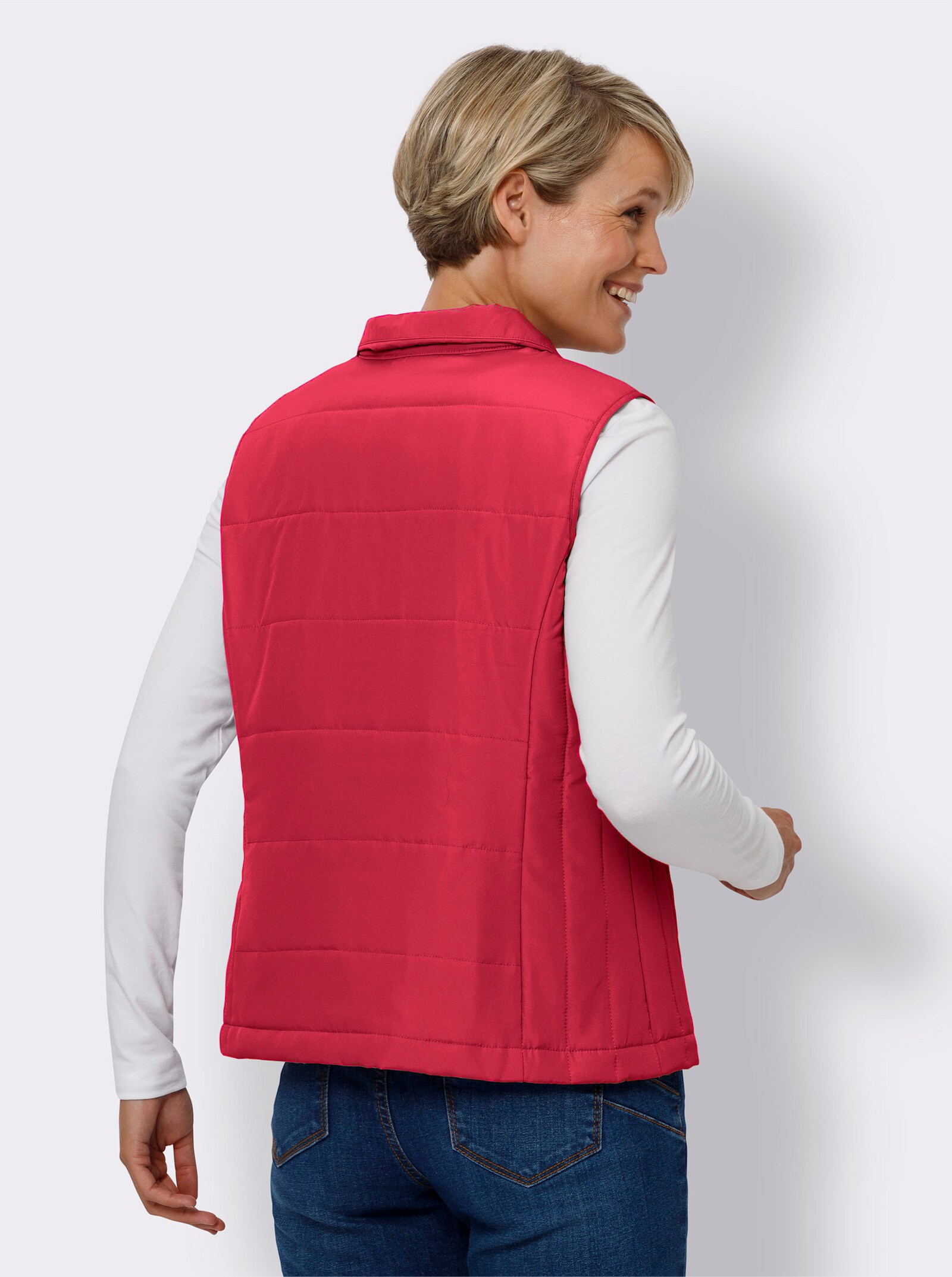 Bodywarmer met naadzakken - aardbei
