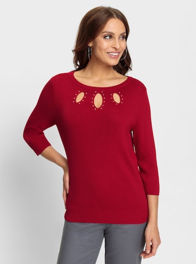 Feinstrickpullover mit Cut-outs - rot