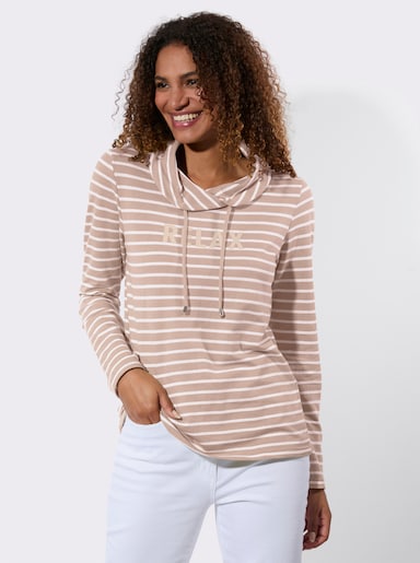 Sweatshirt - puder-weiß-geringelt