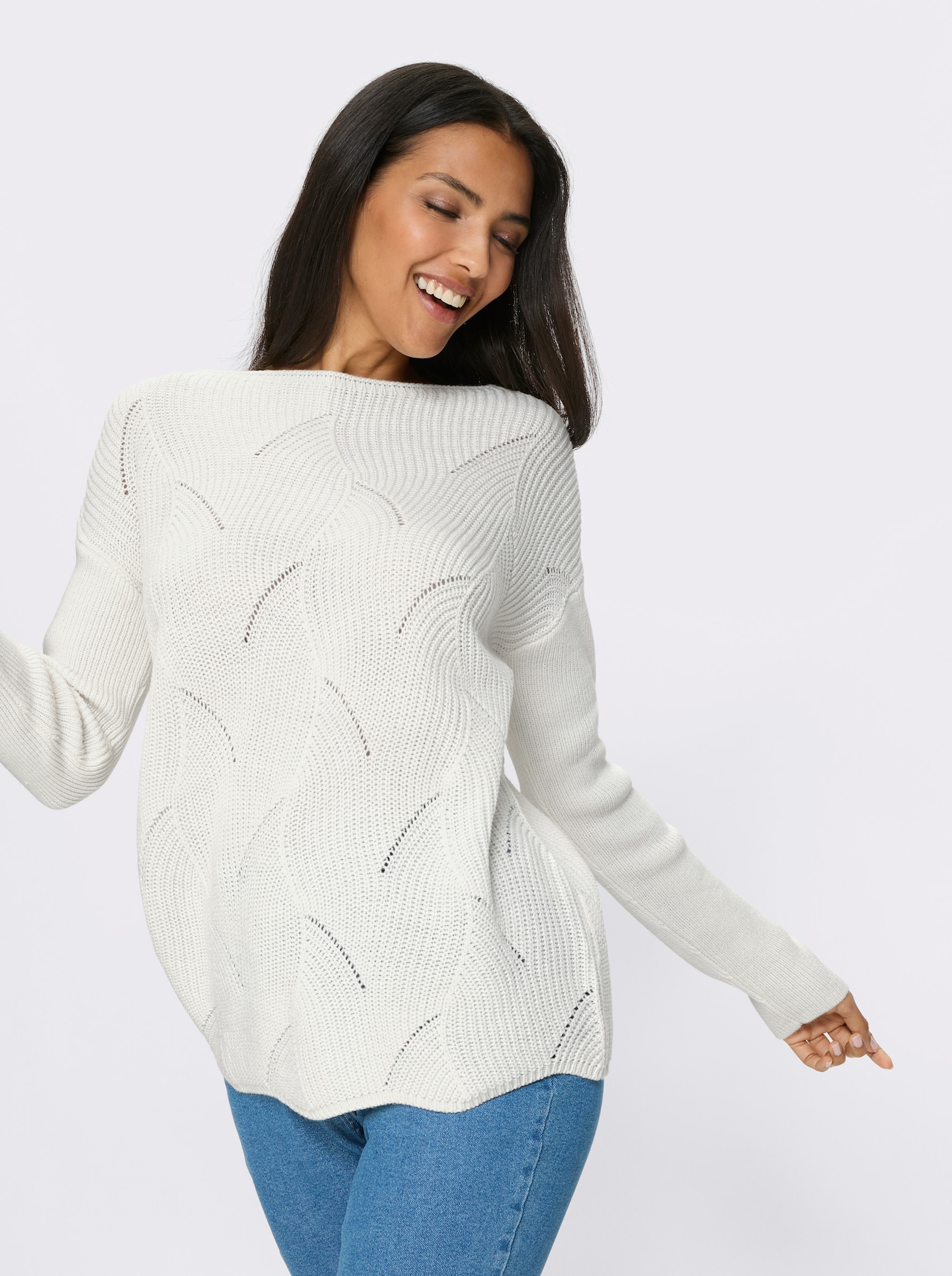 Pullover met boothals - ecru