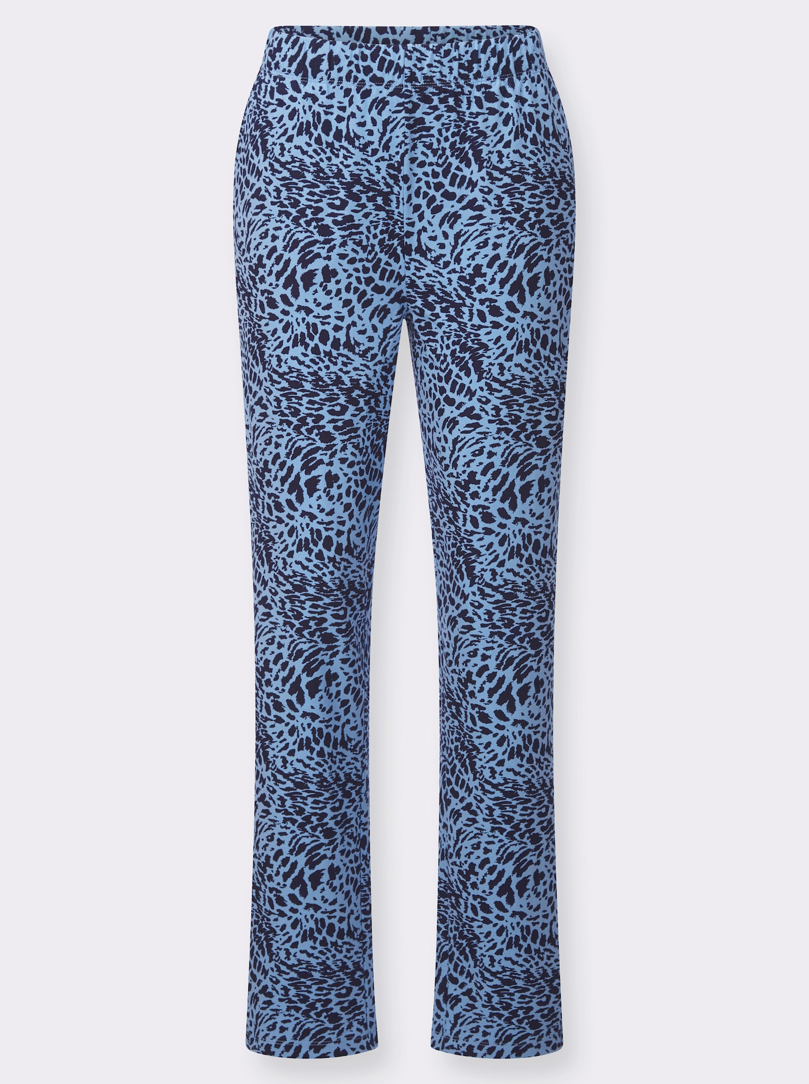 Freizeithose mit Animal-Print - marine-himmelblau-bedruckt