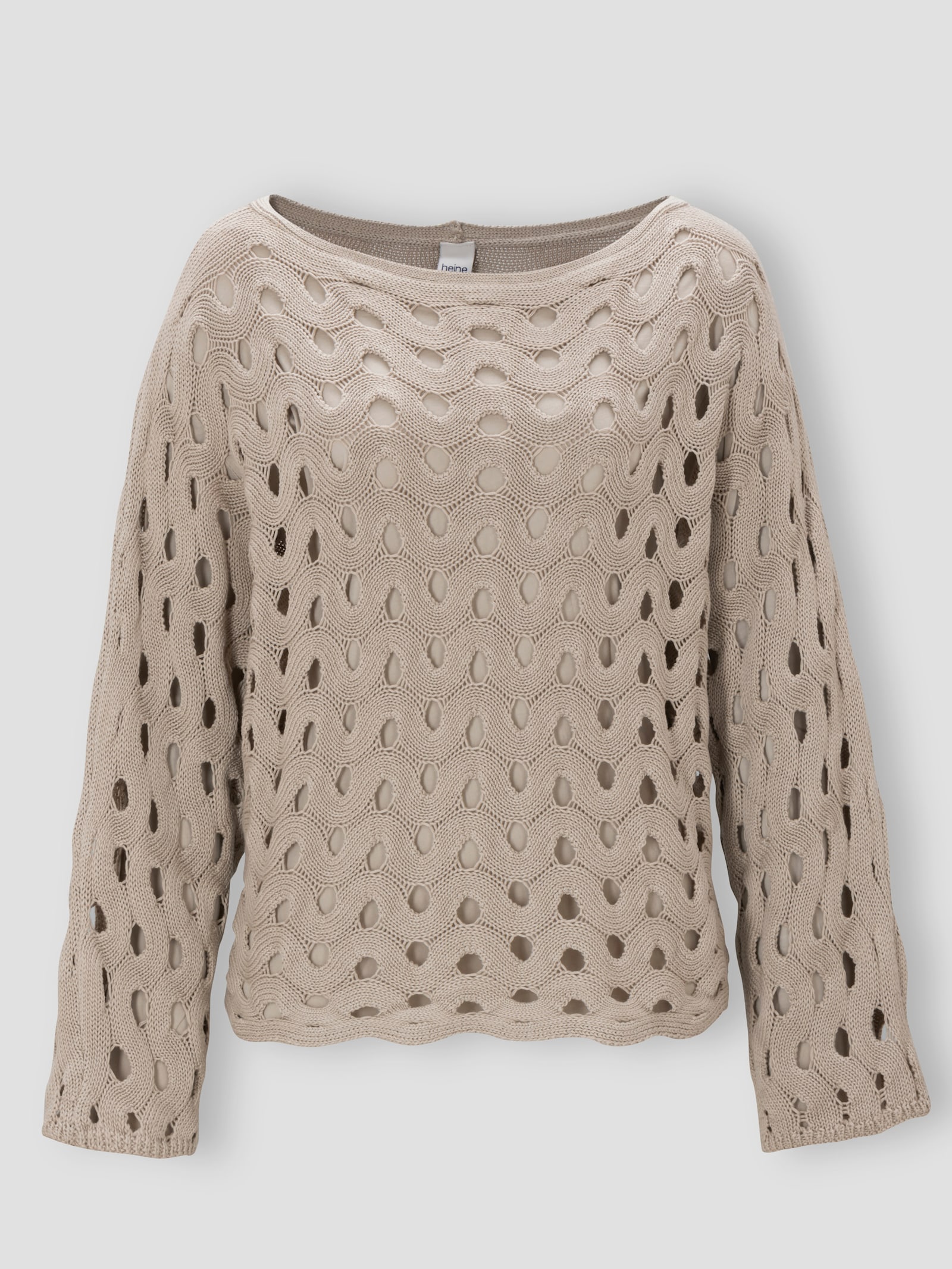 heine Ajourpullover mit Wellenmuster - sesam
