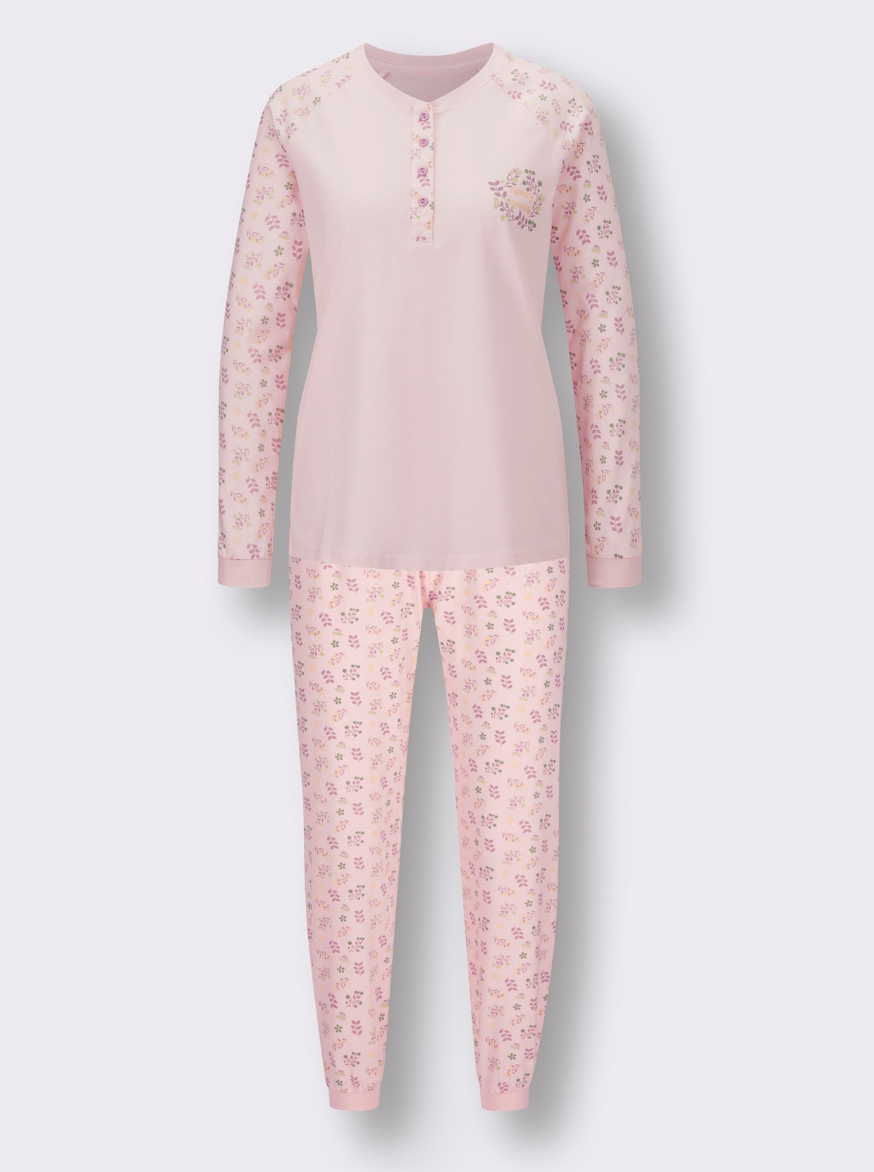 wäschepur Pyjama - lichtroze/mauve bedrukt