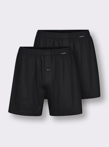 Schiesser Boxershorts mit Streifen - schwarz