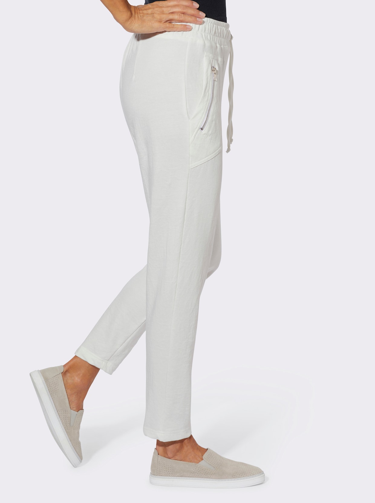 Sweathose mit Tunnelzug und Bindeband - ecru