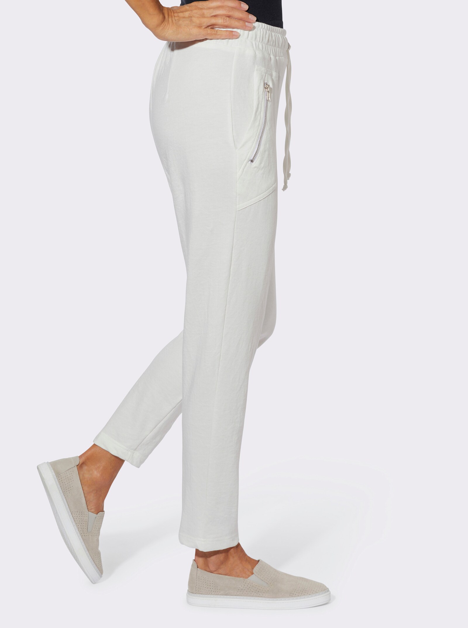 Sweathose mit Tunnelzug und Bindeband - ecru