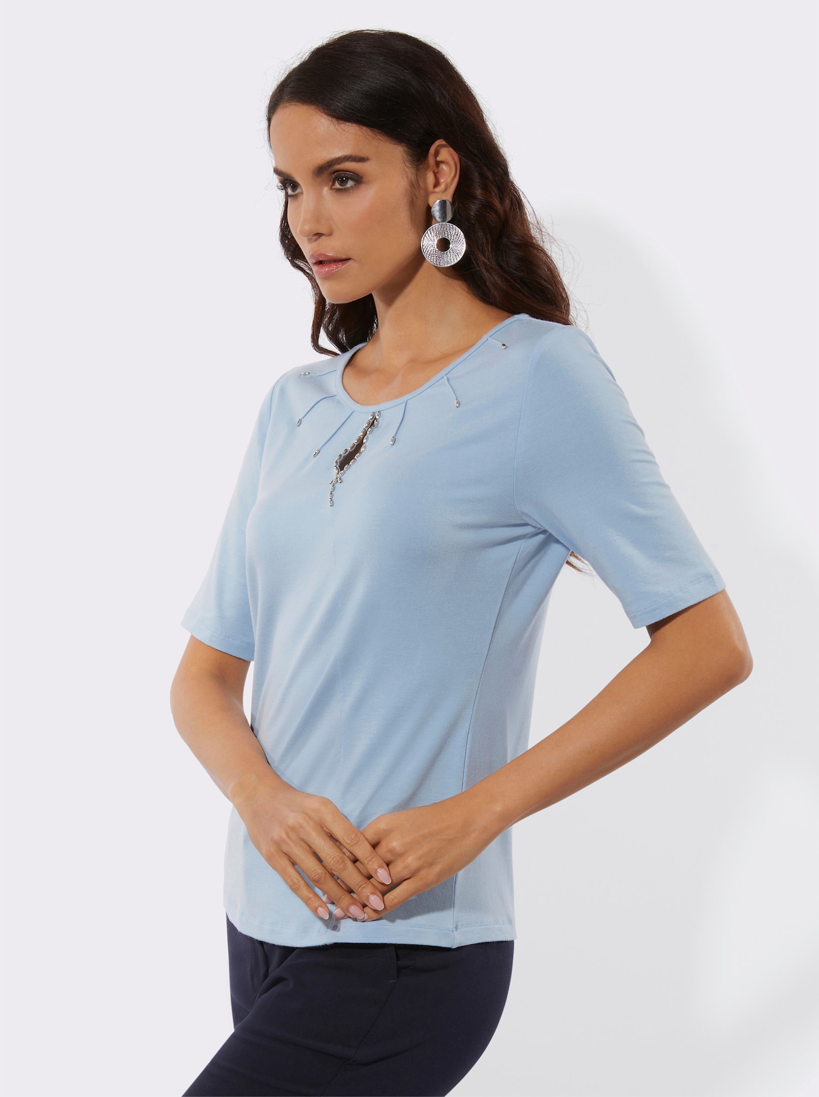 Kurzarmshirt mit Lyocell - eisblau