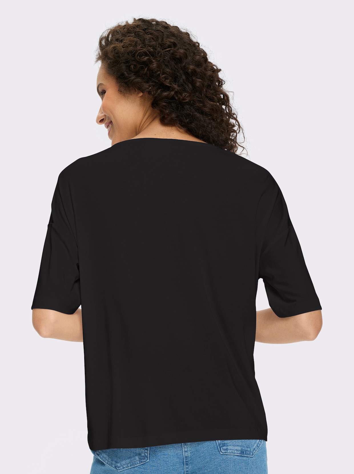 heine Kurzarmshirt mit Knoten-Optik - schwarz