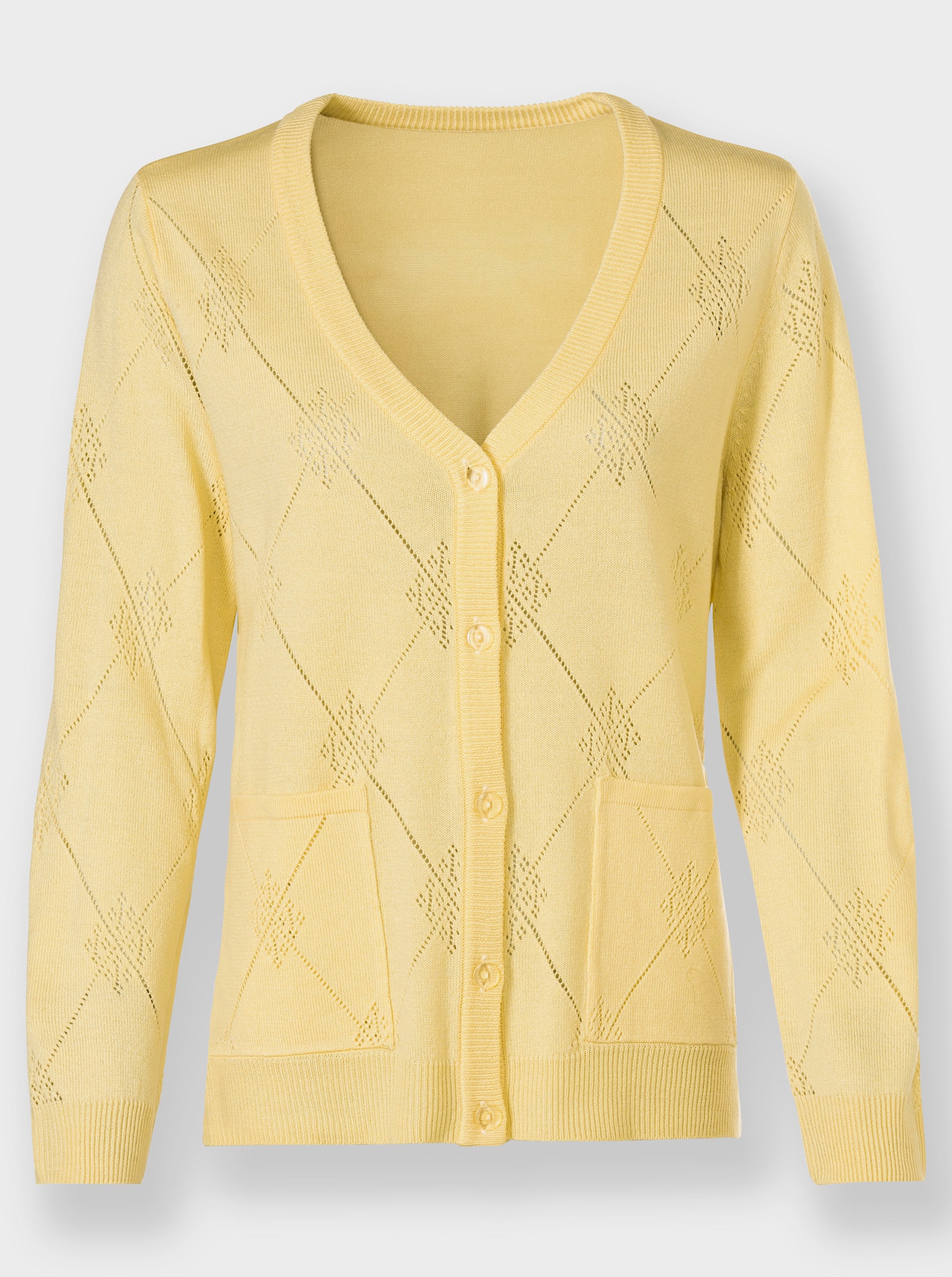 Ajourvest met ruitpatroon - vanille