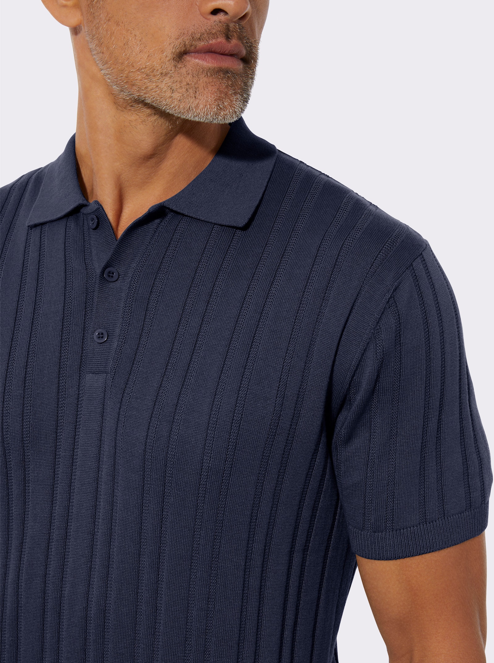 Svetr s krátkým rukávem s 3D strukturou - námořnická modrá