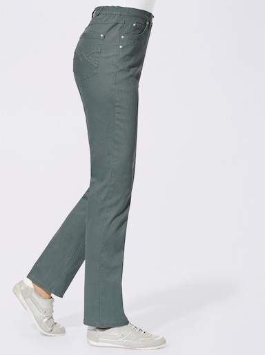 Stretch-Jeans bestickte Gesäßtaschen - wintertürkis