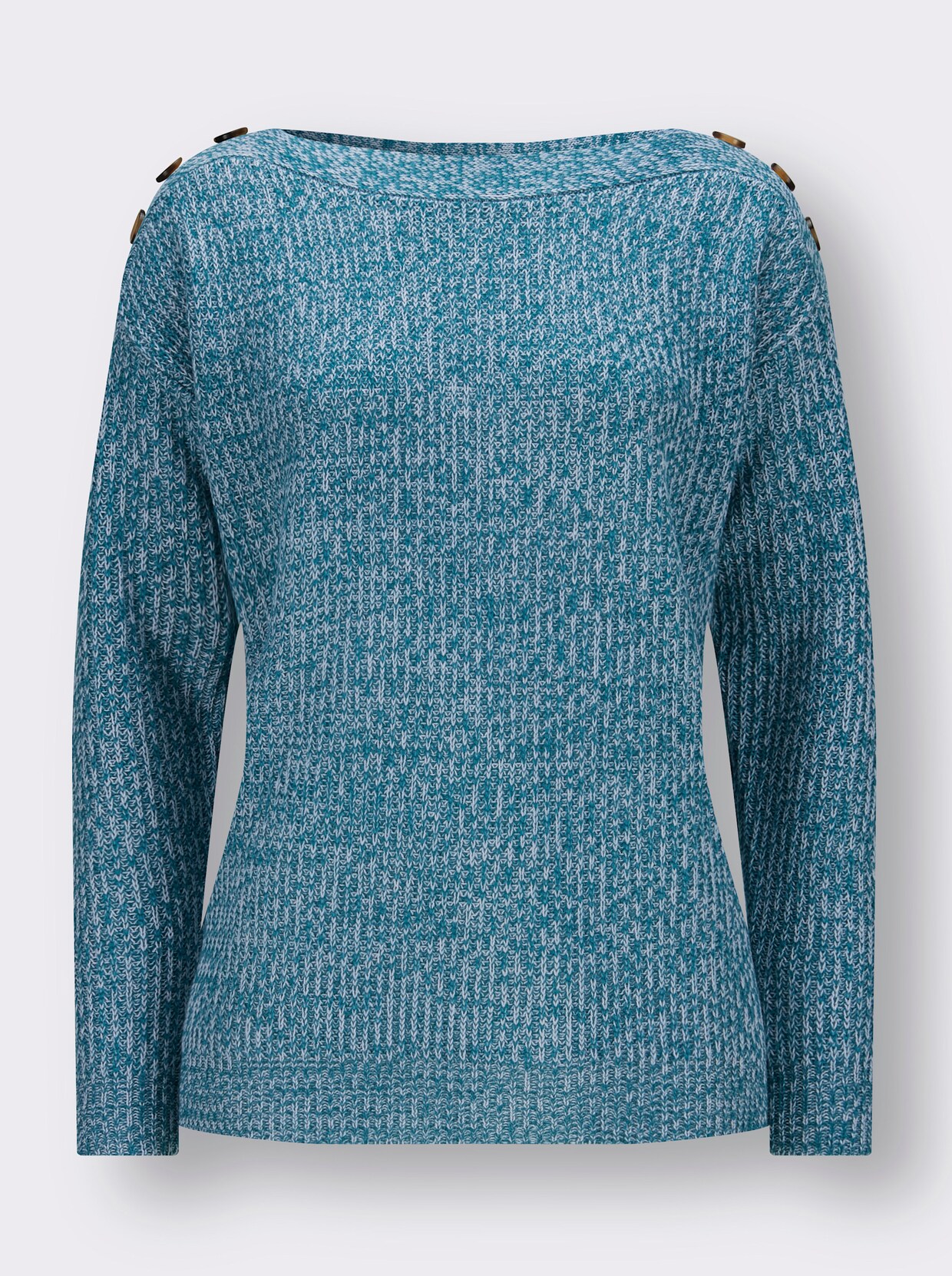 Pullover met boothals - aquapetrol gemêleerd