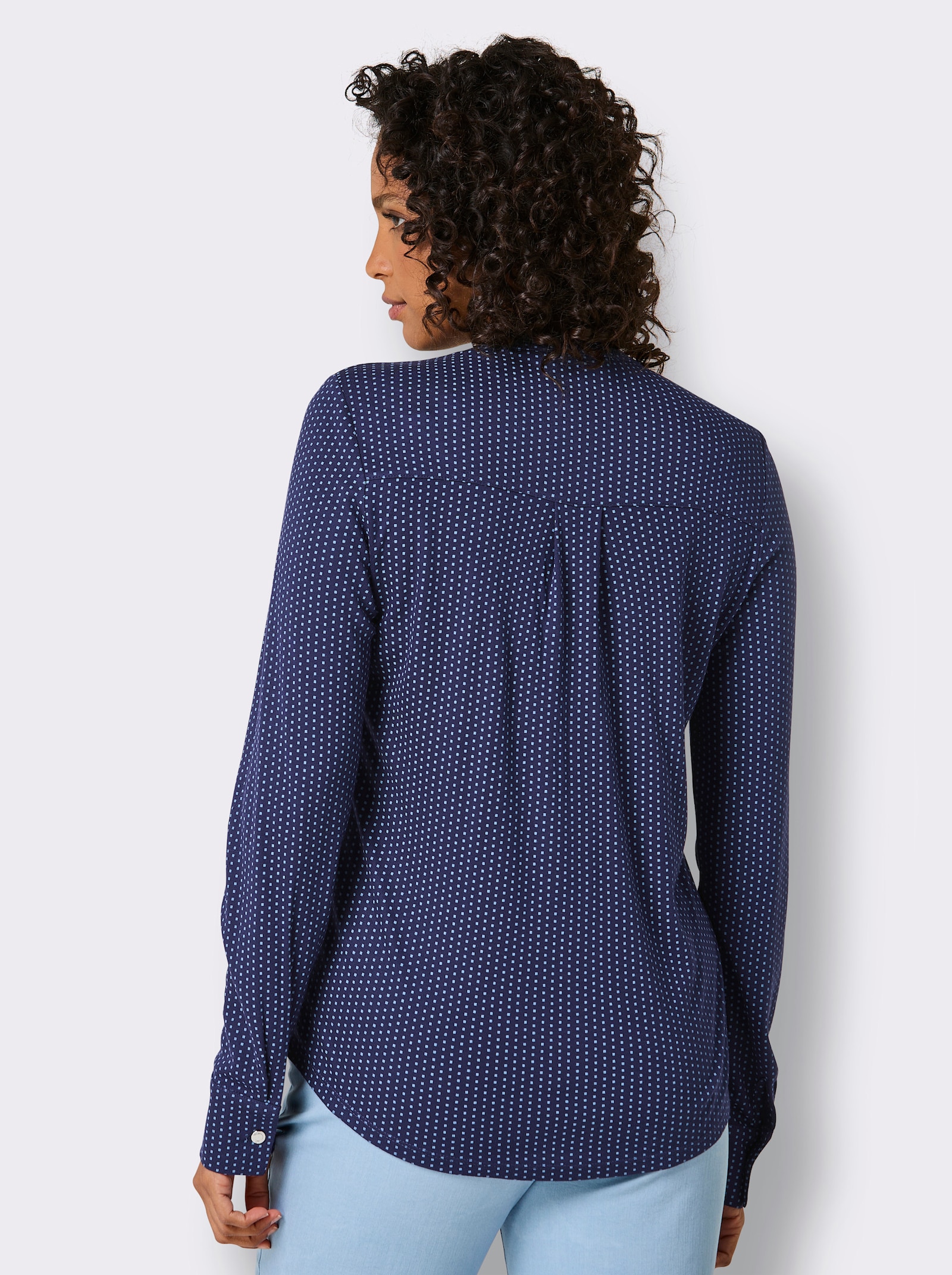 CREATION L PREMIUM Blusenshirt im Minimal-Dessin - marine-mittelblau-bedruckt