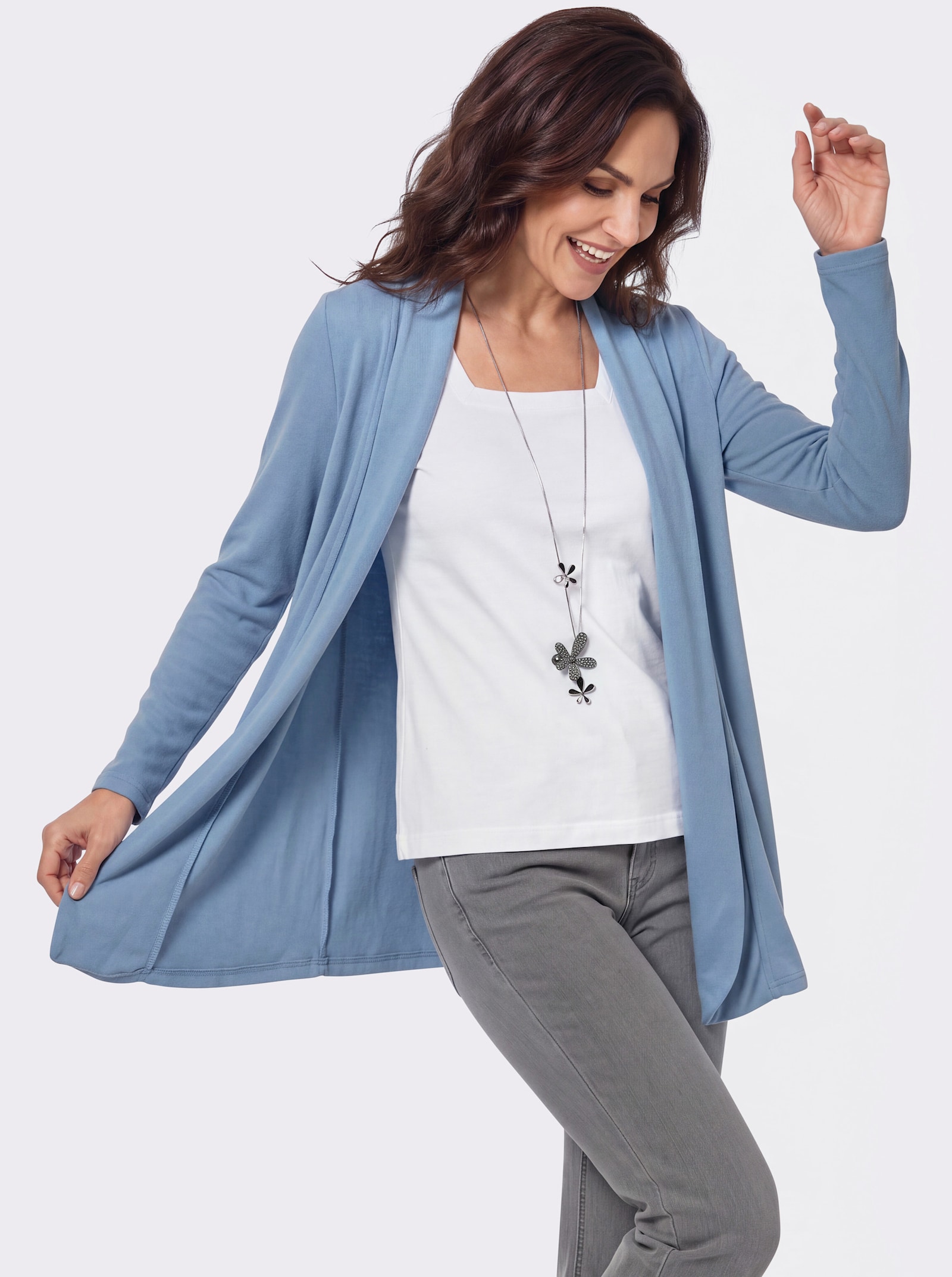 Shirtjacke in Feinstrick-Optik - bleu