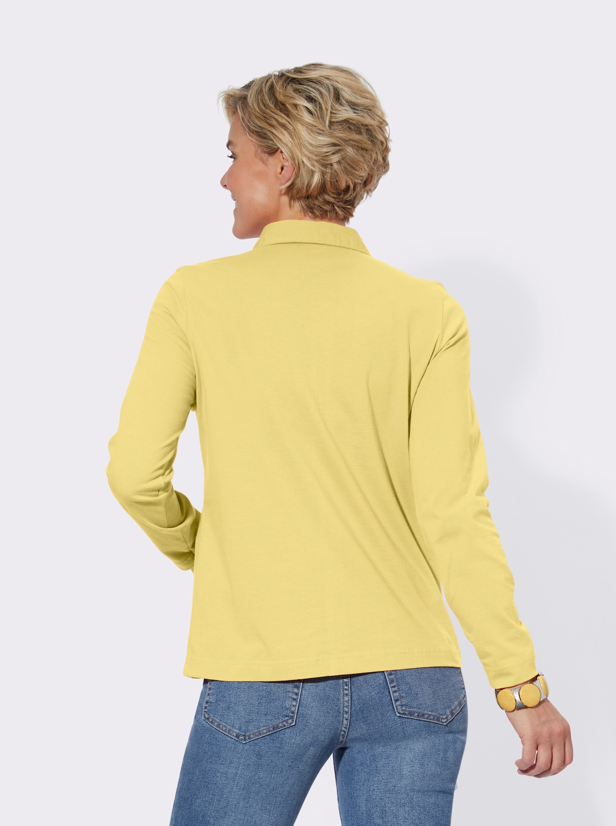 Poloshirt met lange mouwen - geel