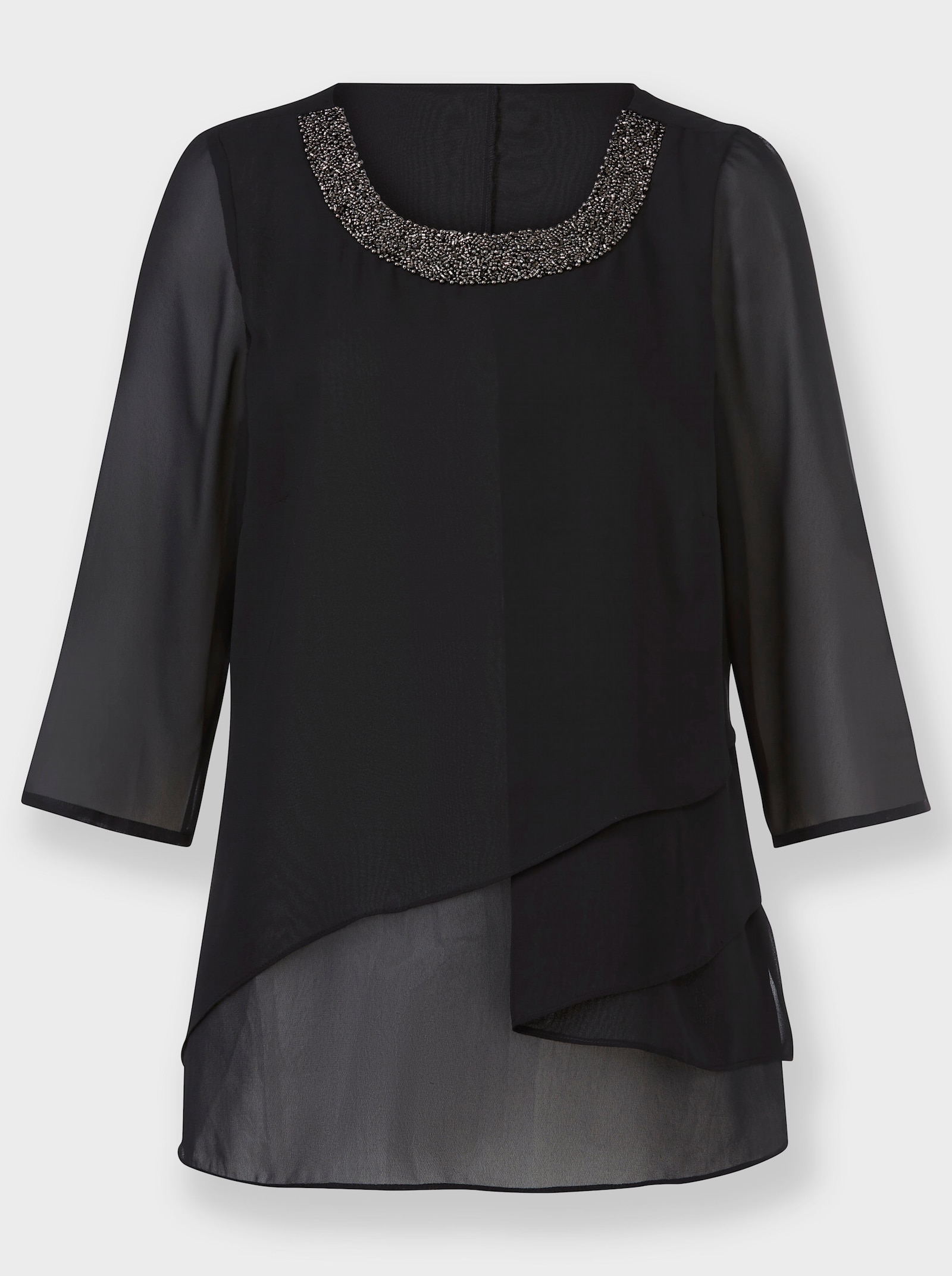 Schlupfbluse in Georgette-Qualität - schwarz