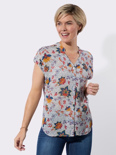 Blouse met korte mouwen - wit/aardbei bedrukt